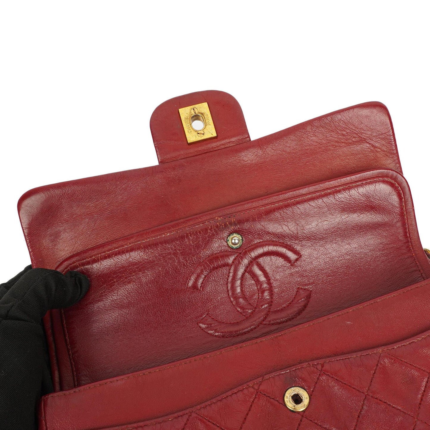 Chanel Small Classic Double Flap Bag Red Quilted Lambskin 24K Gold-Plated Hardware