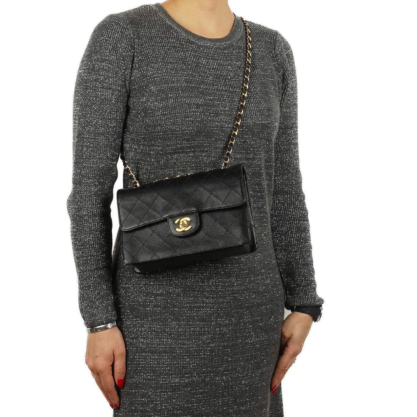 Chanel Small Classic Flap Bag Black Caviar 24K Gold Hardware