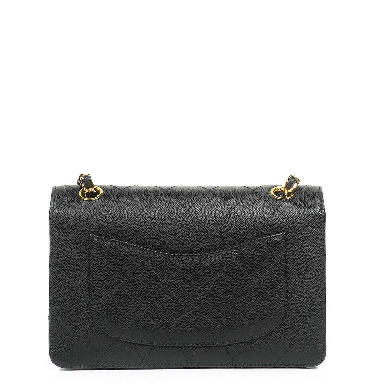 Chanel Small Classic Flap Bag Black Caviar 24K Gold Hardware