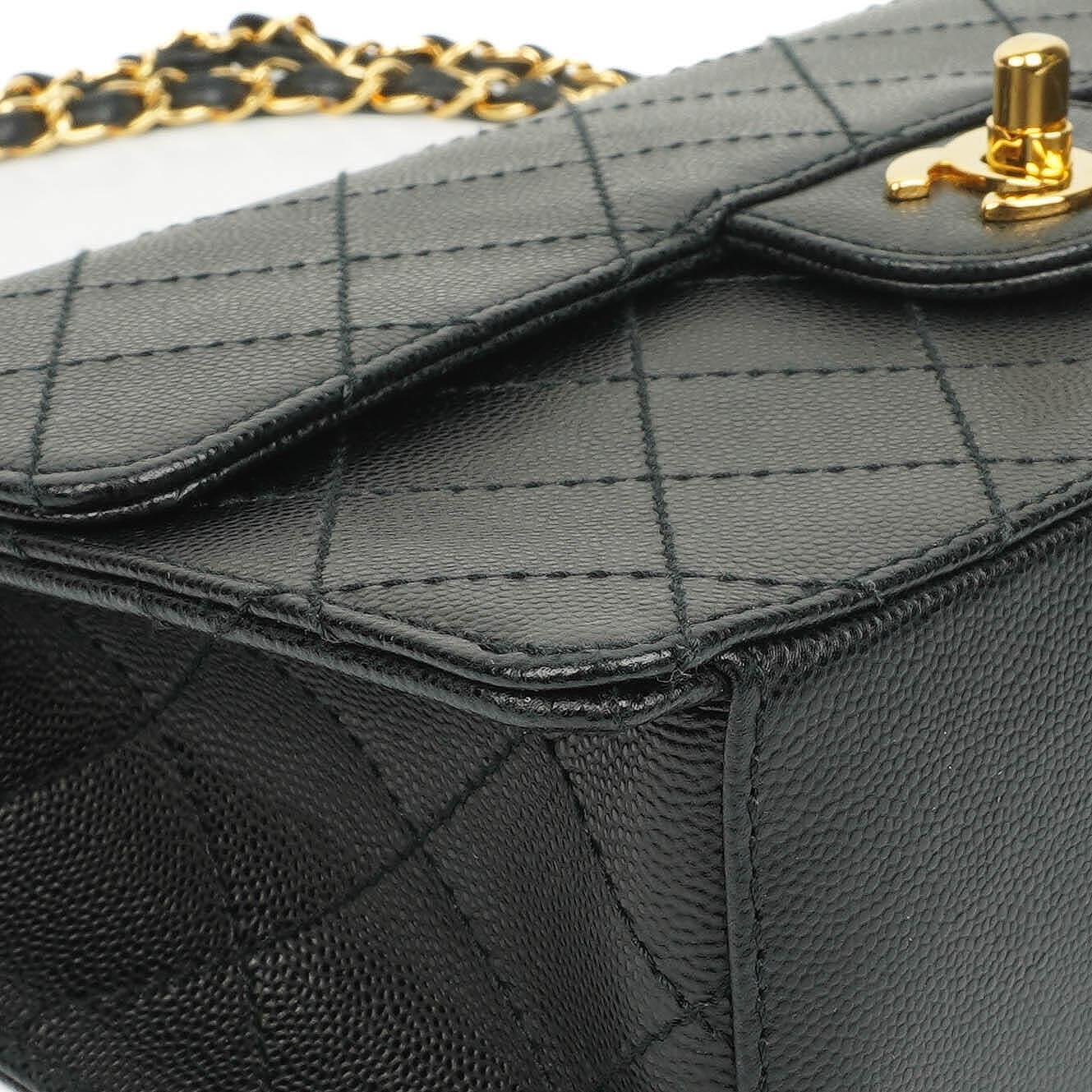Chanel Small Classic Flap Bag Black Caviar 24K Gold Hardware