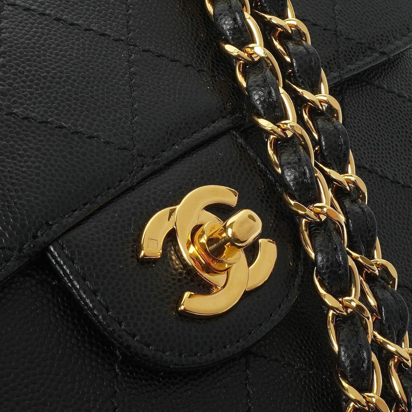 Chanel Small Classic Flap Bag Black Caviar 24K Gold Hardware
