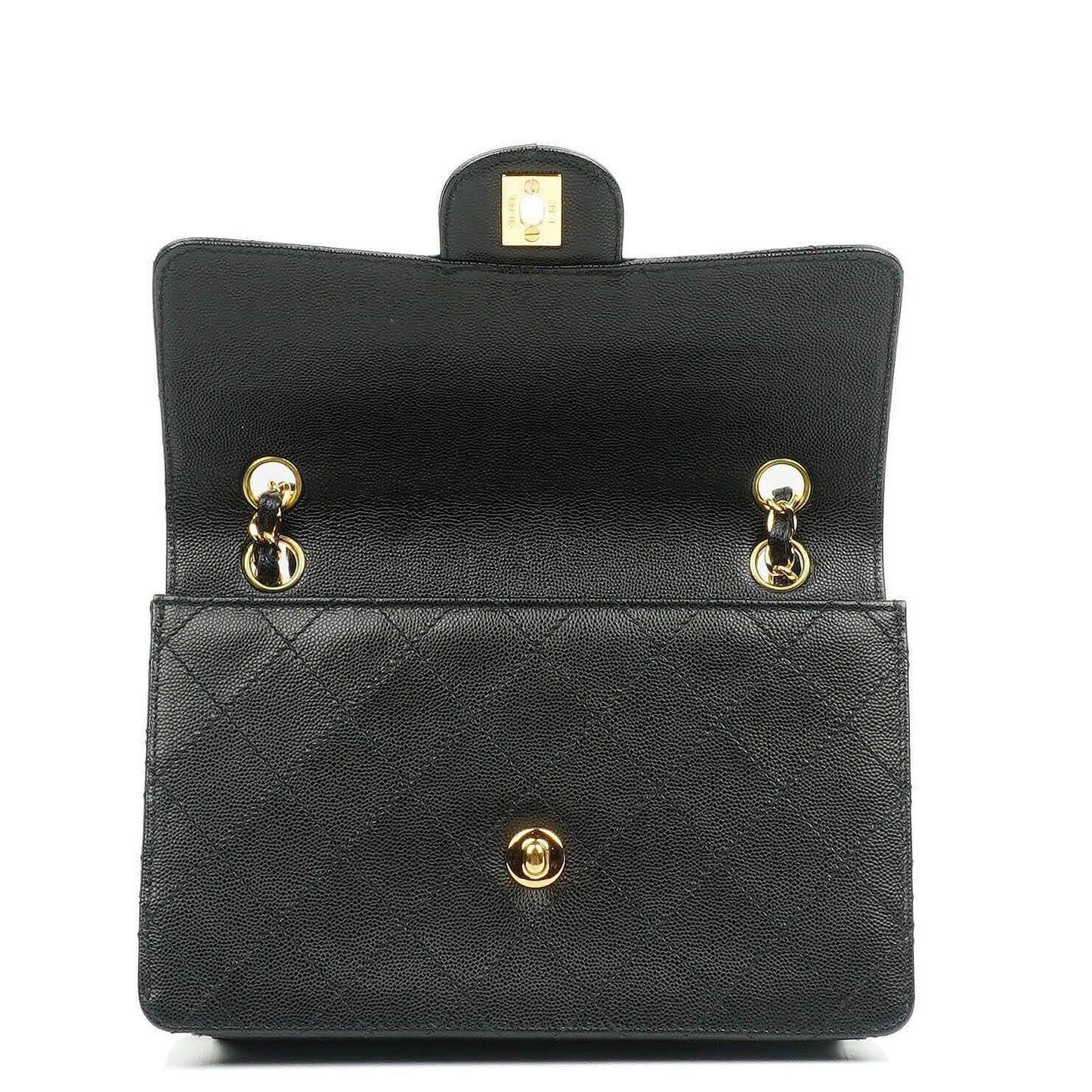 Chanel Small Classic Flap Bag Black Caviar 24K Gold Hardware