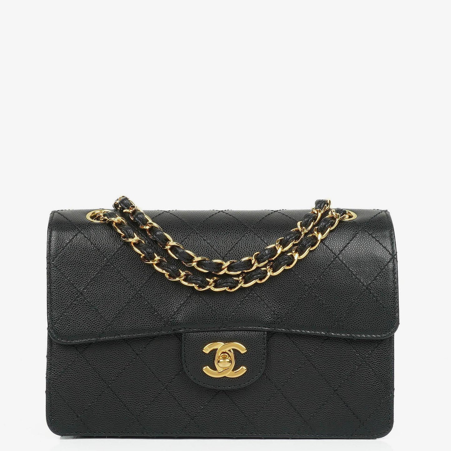 Chanel Small Classic Flap Bag Black Caviar 24K Gold Hardware