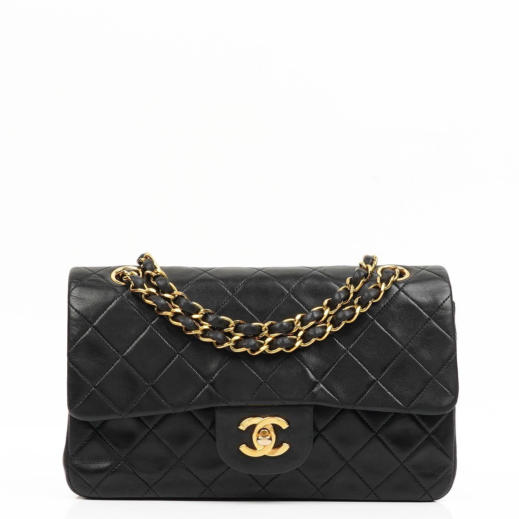 Chanel Small Classic Lambskin Double Flap Bag With 24K Gold-Plated Hardware