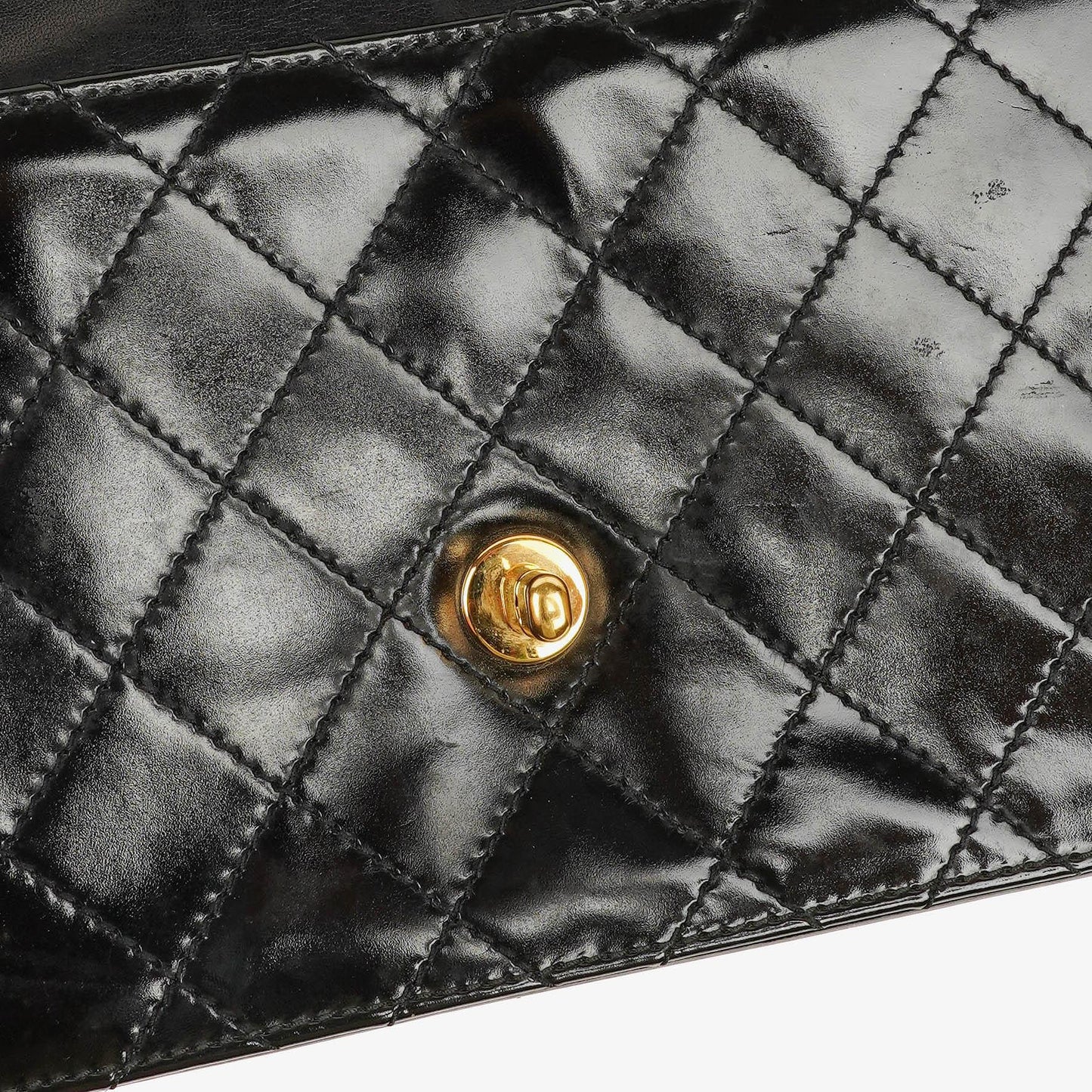 Chanel Small Classic Single Flap Bag Black Patent Quilted Leather With 24K Gold-Plated Hardware