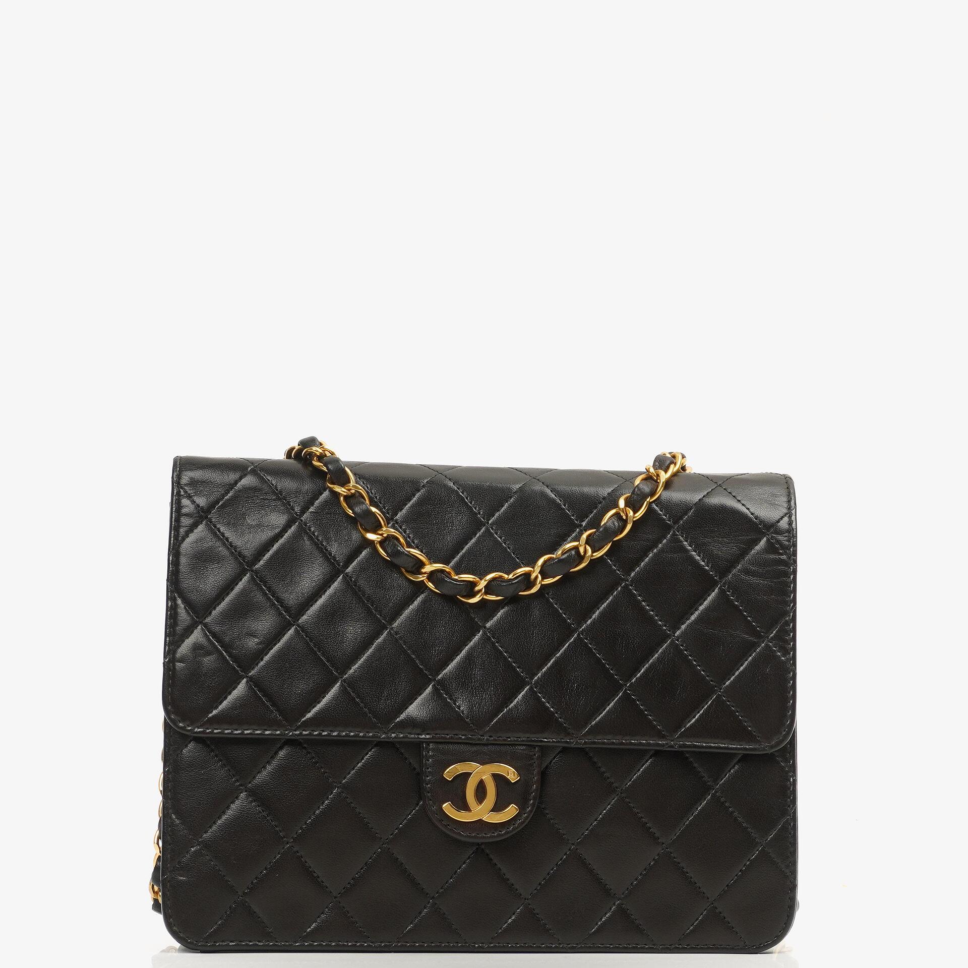 Chanel Small Classic Single Flap Bag Black Quilted Lambskin 24K Gold-Plated Hardware