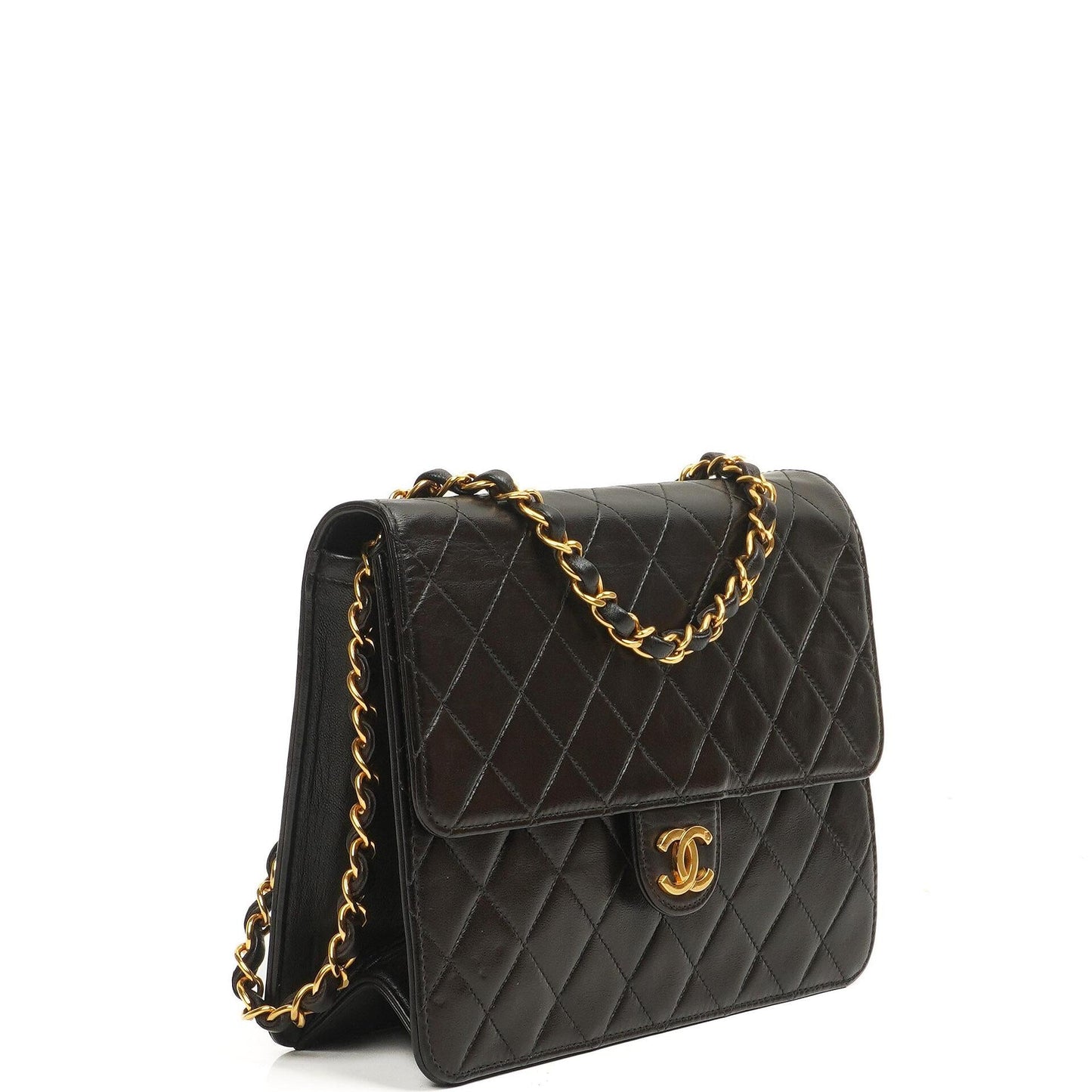 Chanel Small Classic Single Flap Bag Black Quilted Lambskin 24K Gold-Plated Hardware