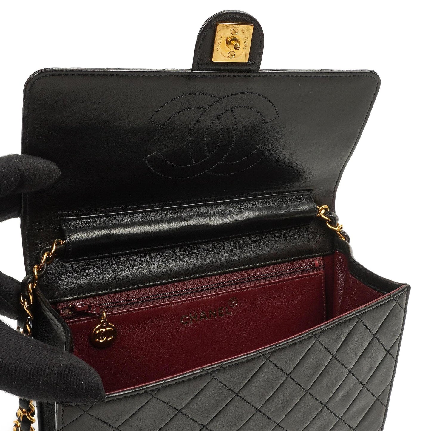Chanel Small Classic Single Flap Bag Black Quilted Lambskin 24K Gold-Plated Hardware