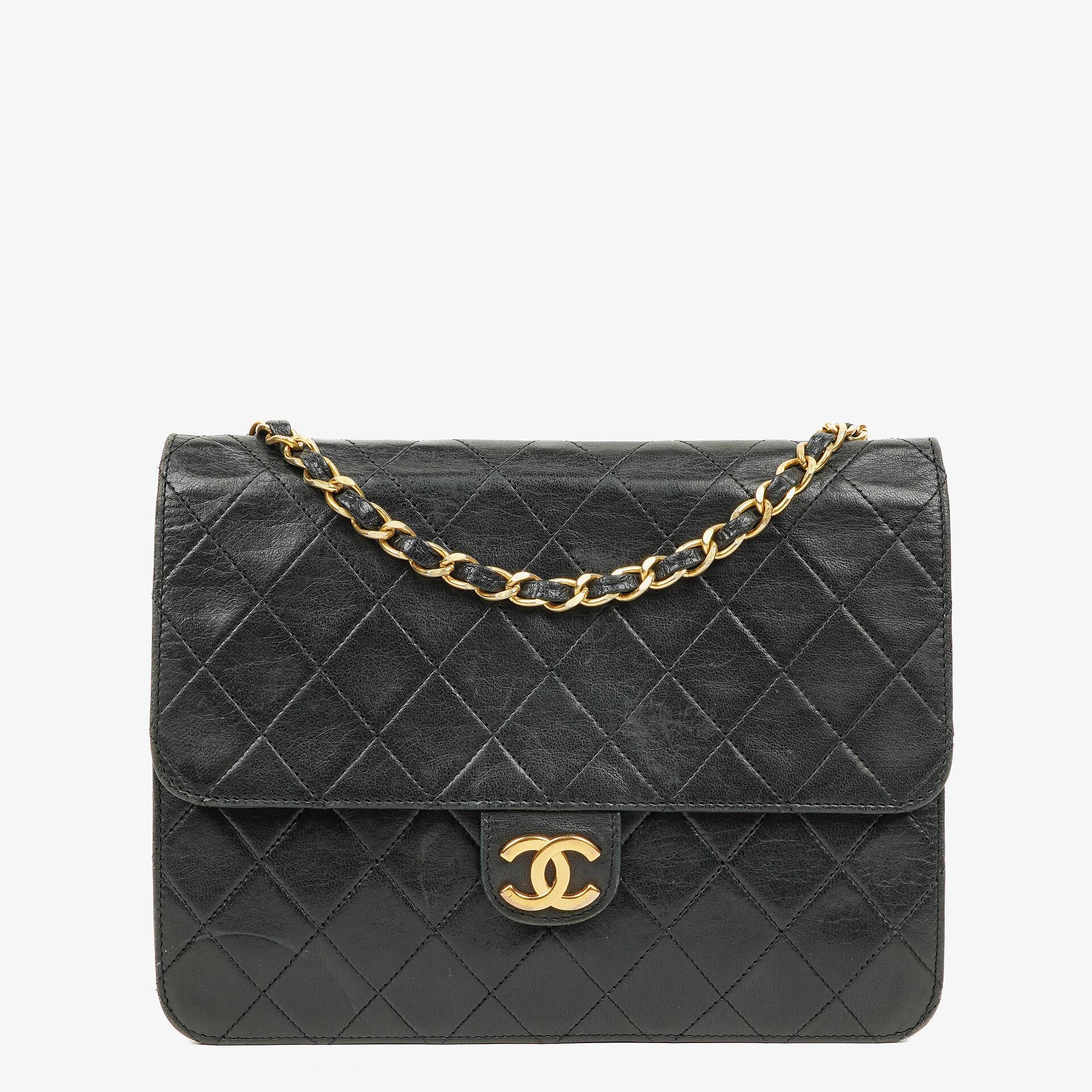 Chanel Small Classic Single Flap Bag In Navy Quilted Lambskin With 24K Gold-Plated Hardware