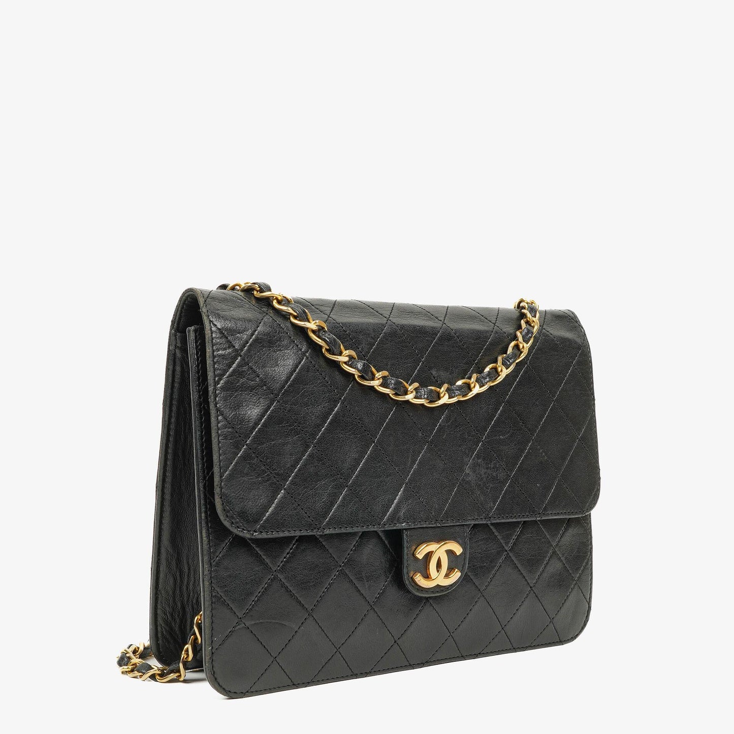 Chanel Small Classic Single Flap Bag In Navy Quilted Lambskin With 24K Gold-Plated Hardware