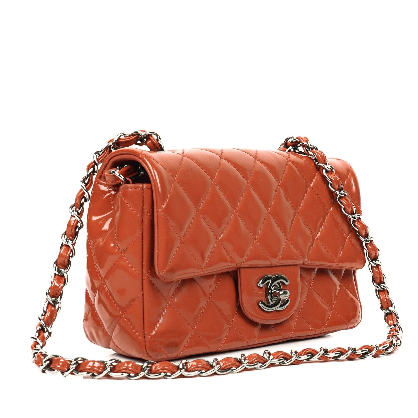 Chanel Small Classic Single Flap Bag Quilted Patent Leather With Silver-Tone Hardware