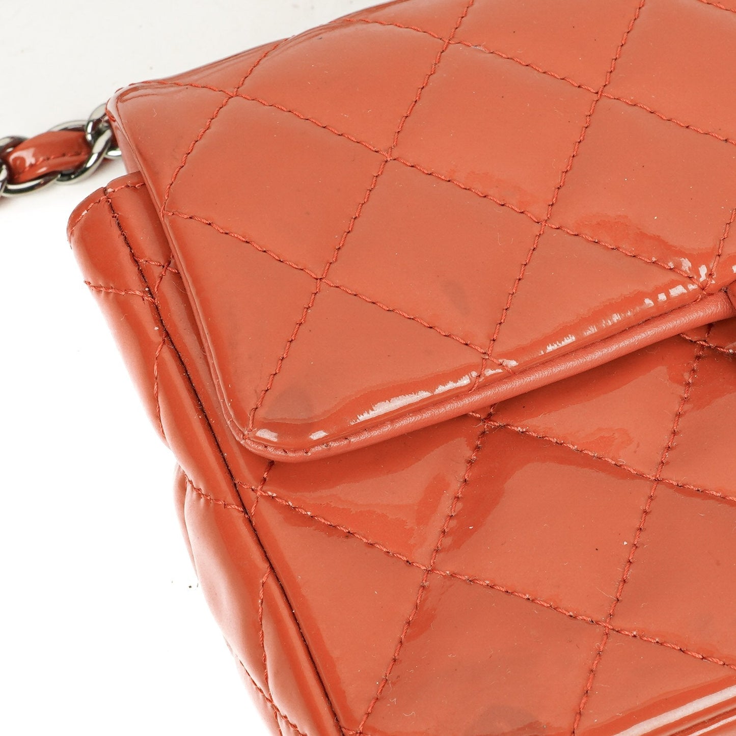 Chanel Small Classic Single Flap Bag Quilted Patent Leather With Silver-Tone Hardware