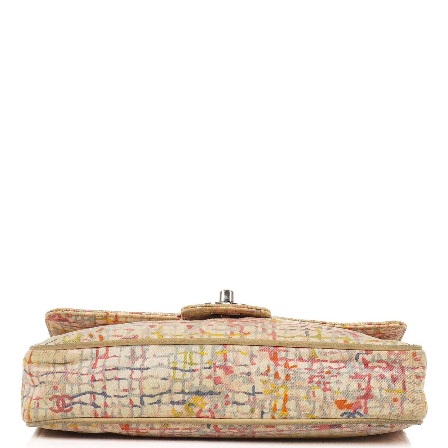Chanel Small Classic Watercolor Clover Single Flap Bag Printed Canvas With Silver-Tone Hardware