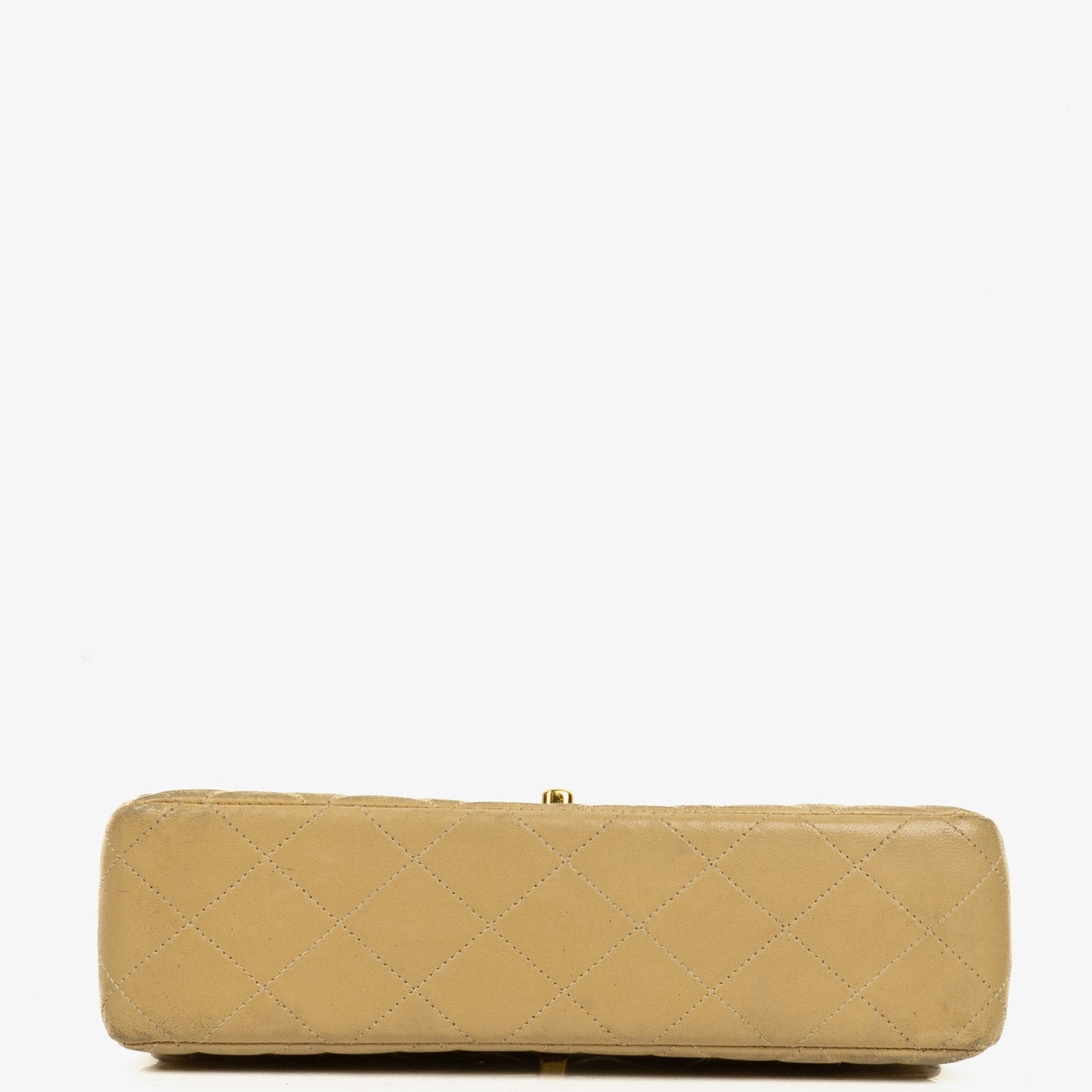 Chanel Small Double Sided Flap Bag Beige Quilted Lambskin 24K Gold-Plated Hardware