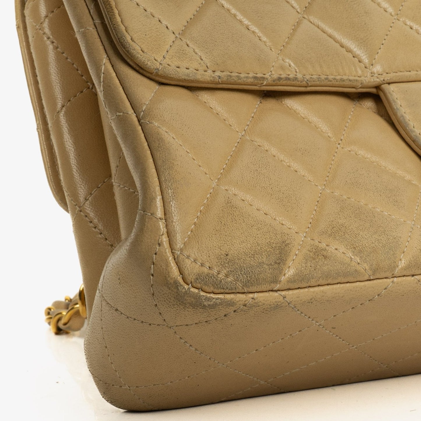Chanel Small Double Sided Flap Bag Beige Quilted Lambskin 24K Gold-Plated Hardware