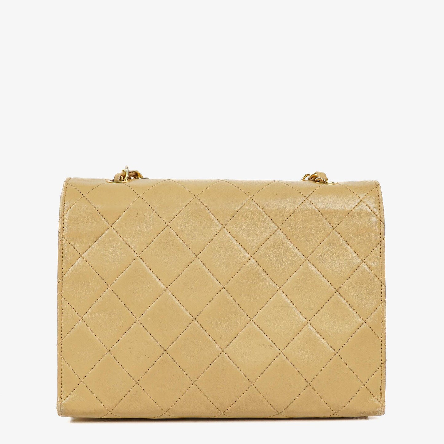 Chanel Small Envelope Maxi CC Logo Flap Bag Beige Quilted Lambskin With 24K Gold-Plated Hardware
