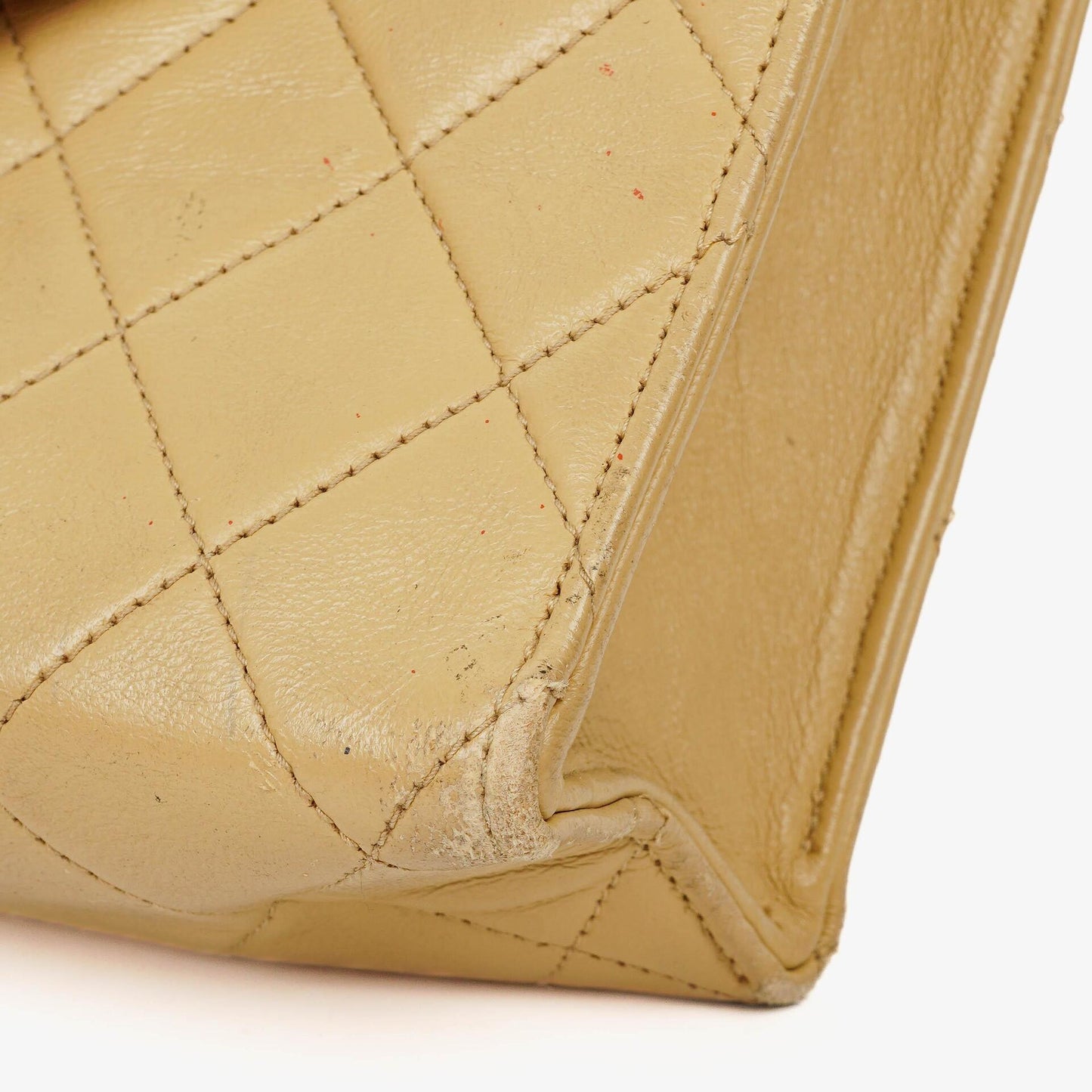 Chanel Small Envelope Maxi CC Logo Flap Bag Beige Quilted Lambskin With 24K Gold-Plated Hardware