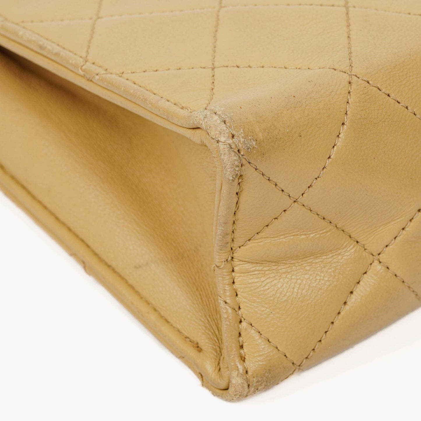 Chanel Small Envelope Maxi CC Logo Flap Bag Beige Quilted Lambskin With 24K Gold-Plated Hardware