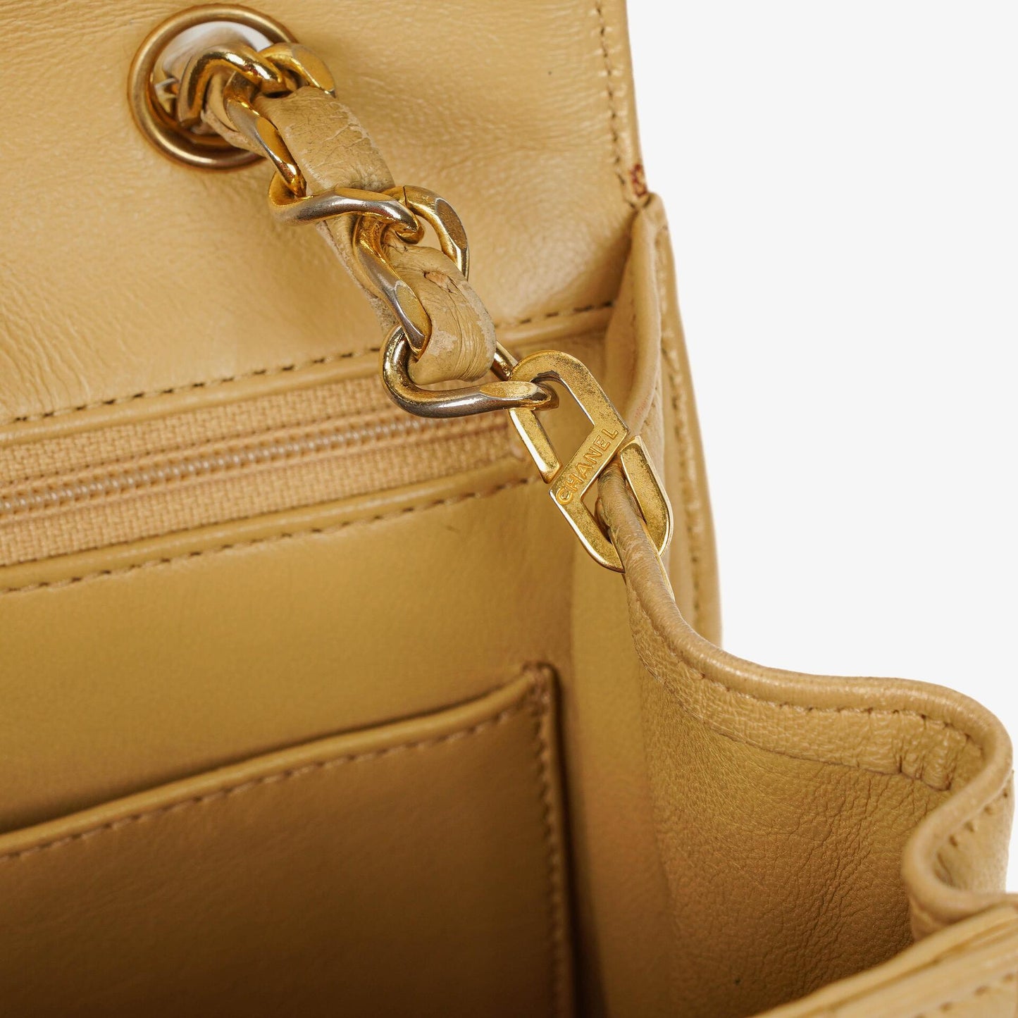 Chanel Small Envelope Maxi CC Logo Flap Bag Beige Quilted Lambskin With 24K Gold-Plated Hardware
