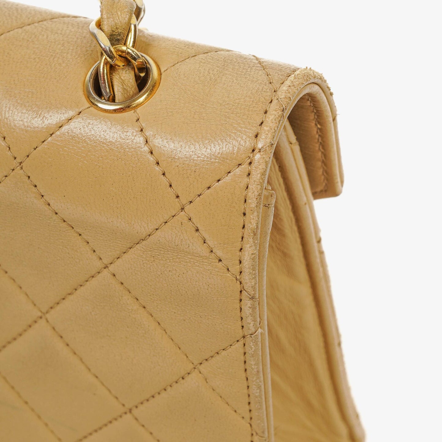 Chanel Small Envelope Maxi CC Logo Flap Bag Beige Quilted Lambskin With 24K Gold-Plated Hardware