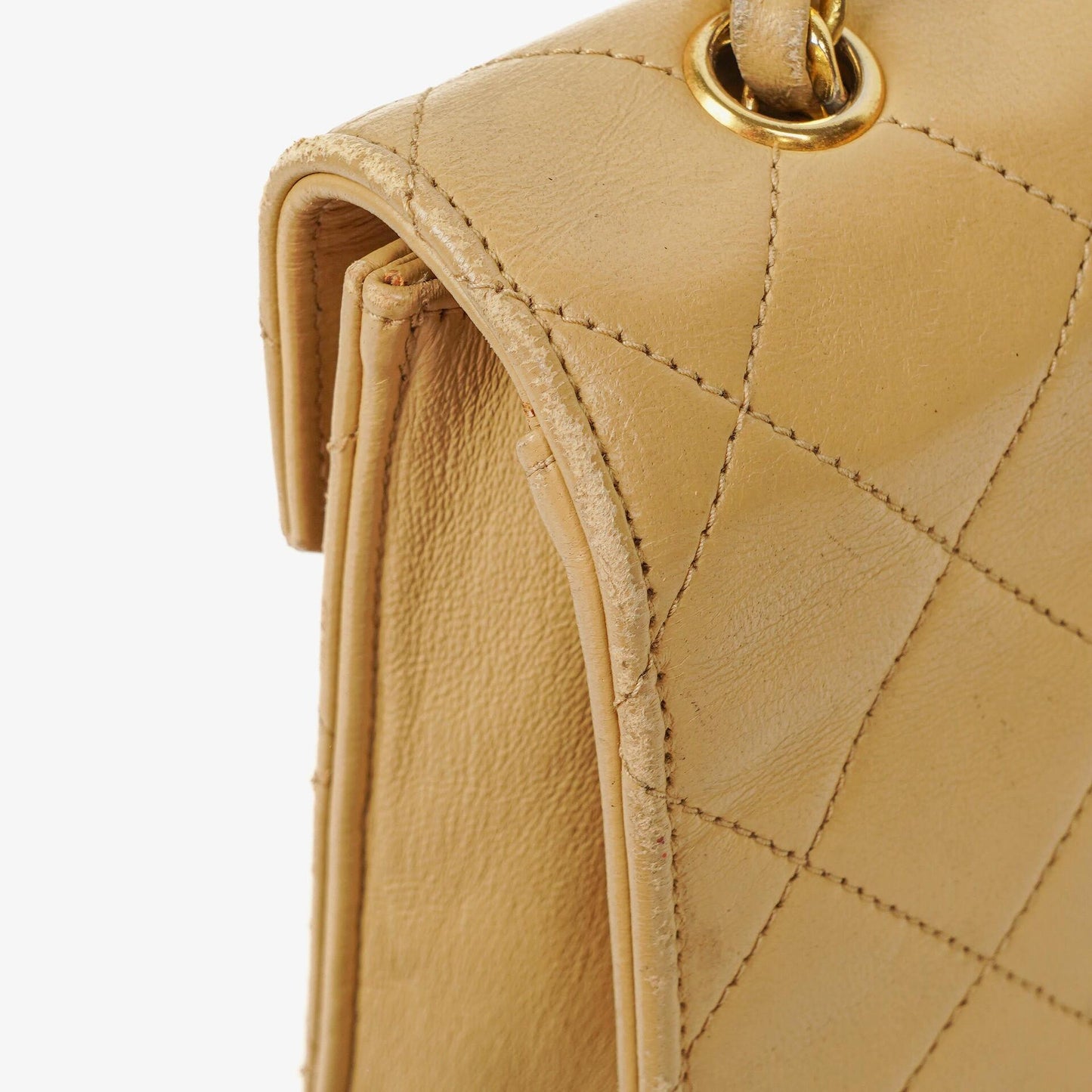 Chanel Small Envelope Maxi CC Logo Flap Bag Beige Quilted Lambskin With 24K Gold-Plated Hardware
