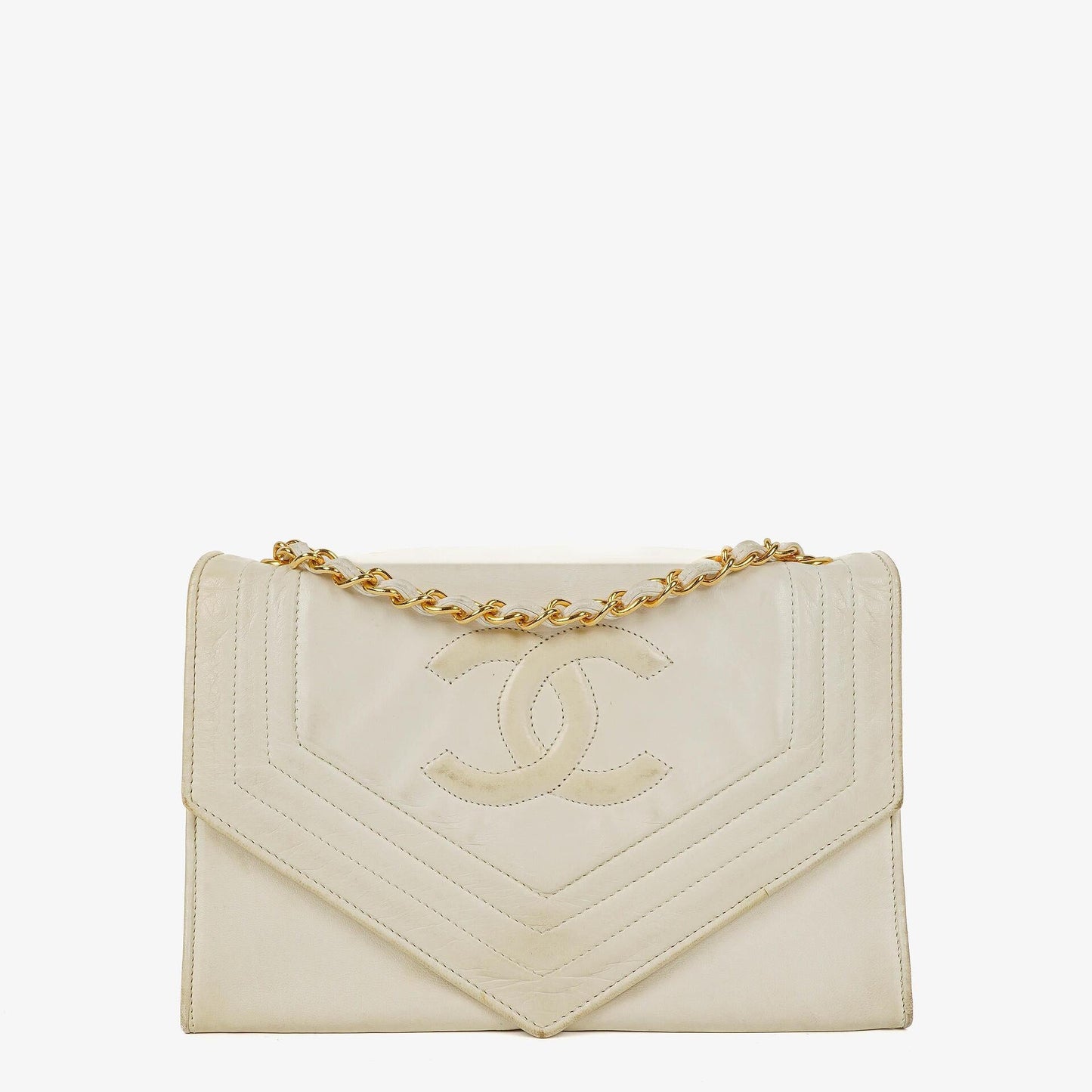 Chanel Small Envelope White Leather Flap Bag
