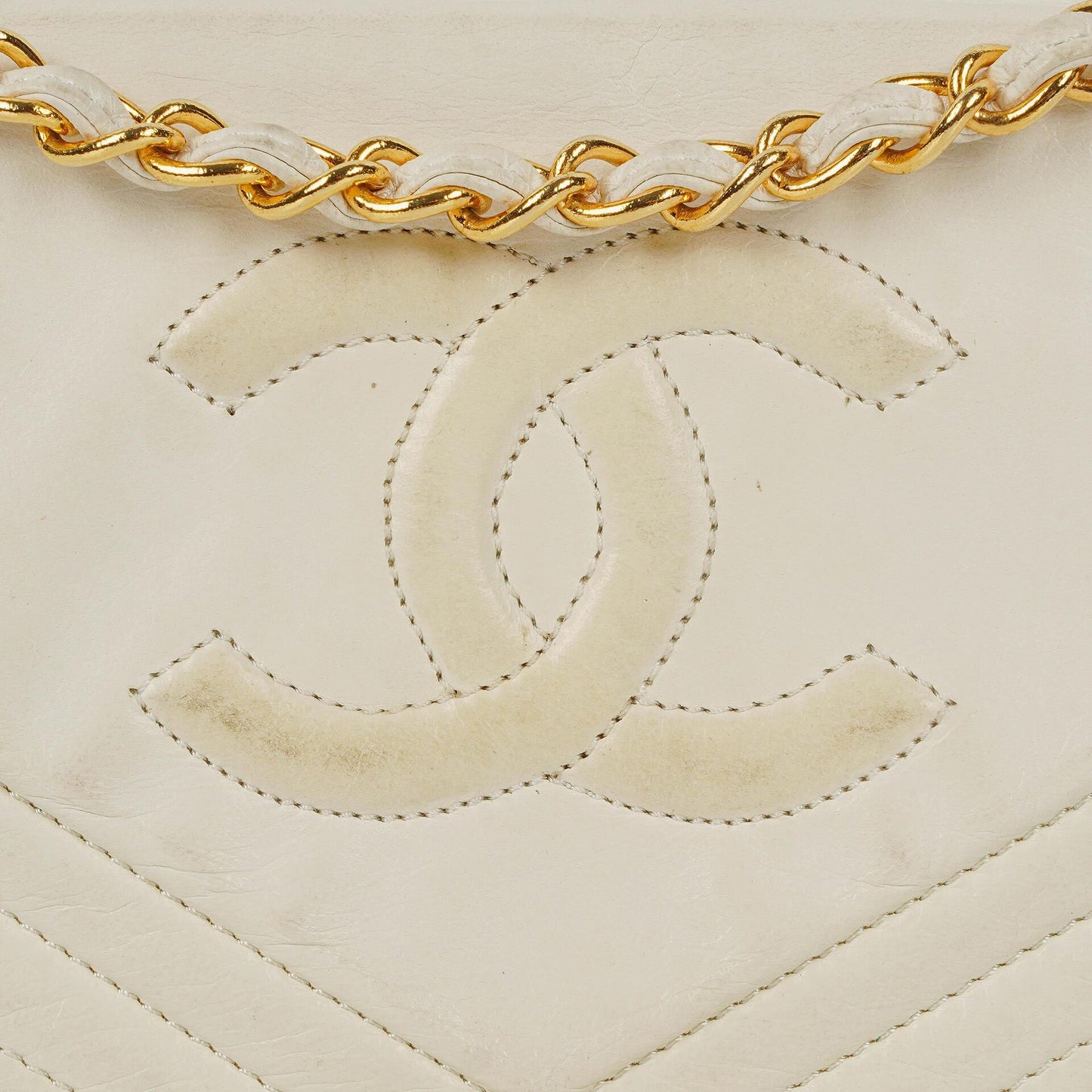 Chanel Small Envelope White Leather Flap Bag
