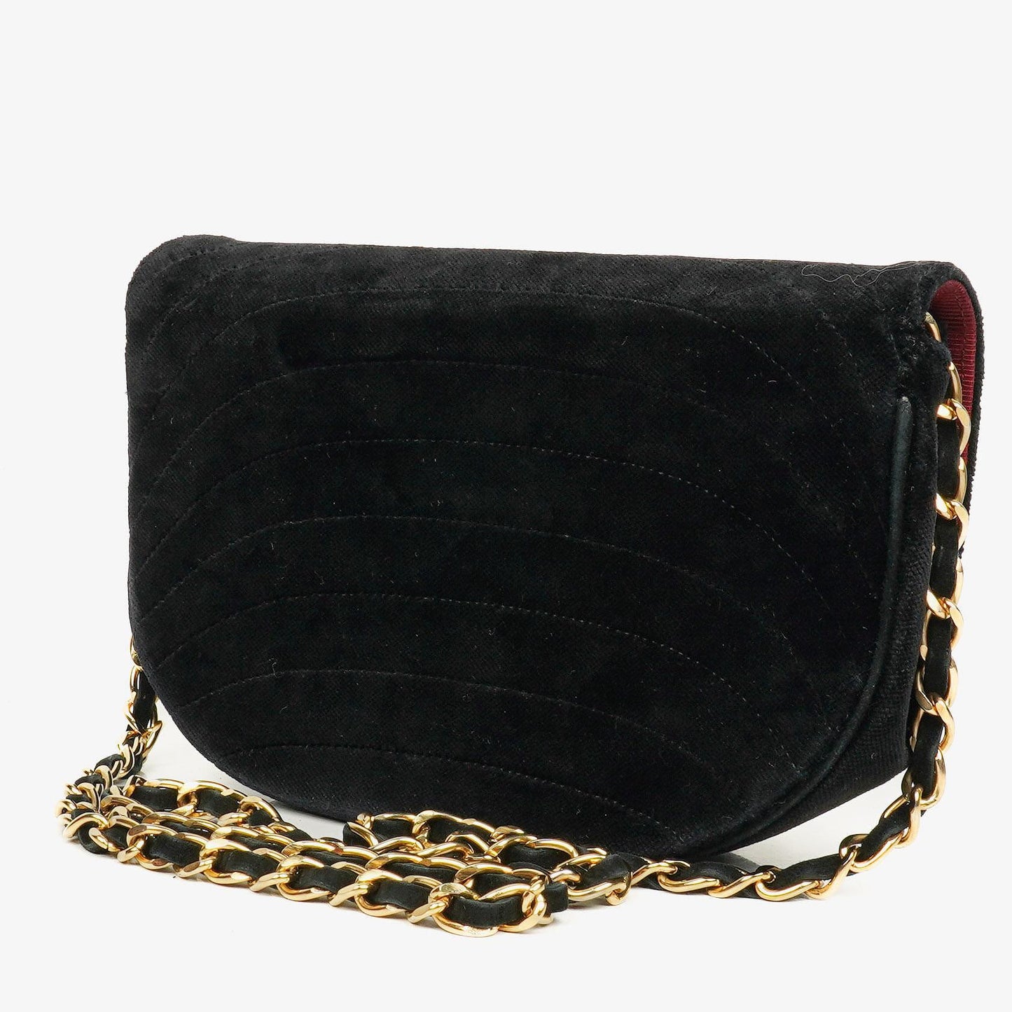 Chanel Small Half-Moon Black Velvet Flap Bag