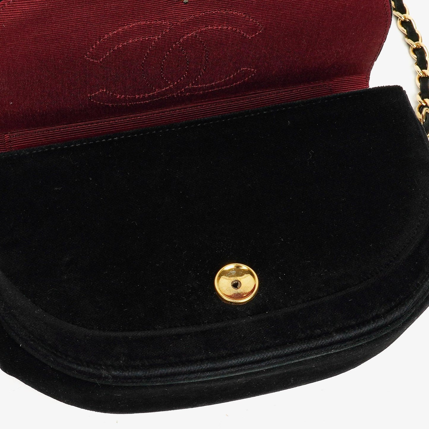 Chanel Small Half-Moon Black Velvet Flap Bag