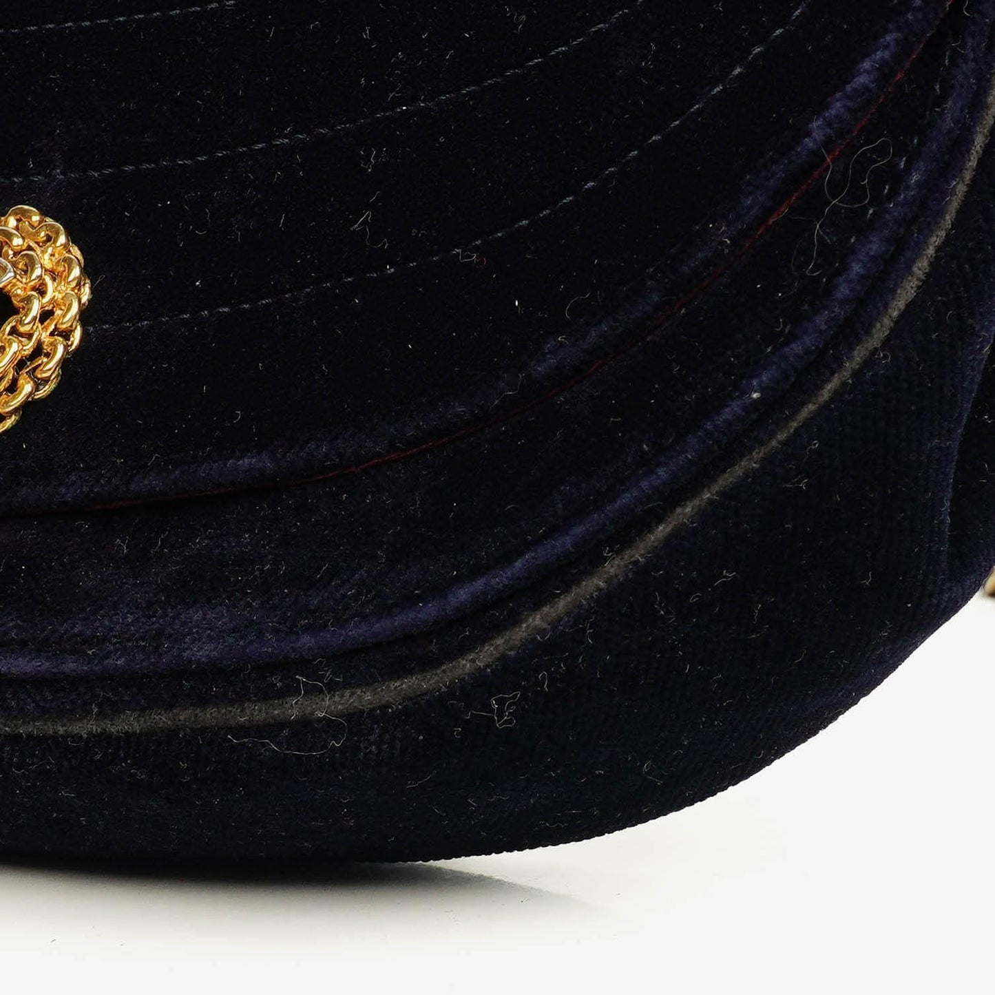 Chanel Small Half-Moon Navy Velvet Flap Bag