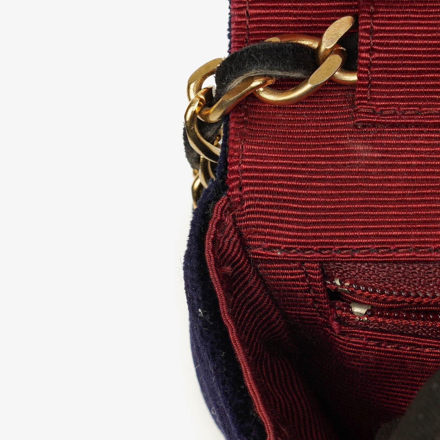Chanel Small Half-Moon Navy Velvet Flap Bag