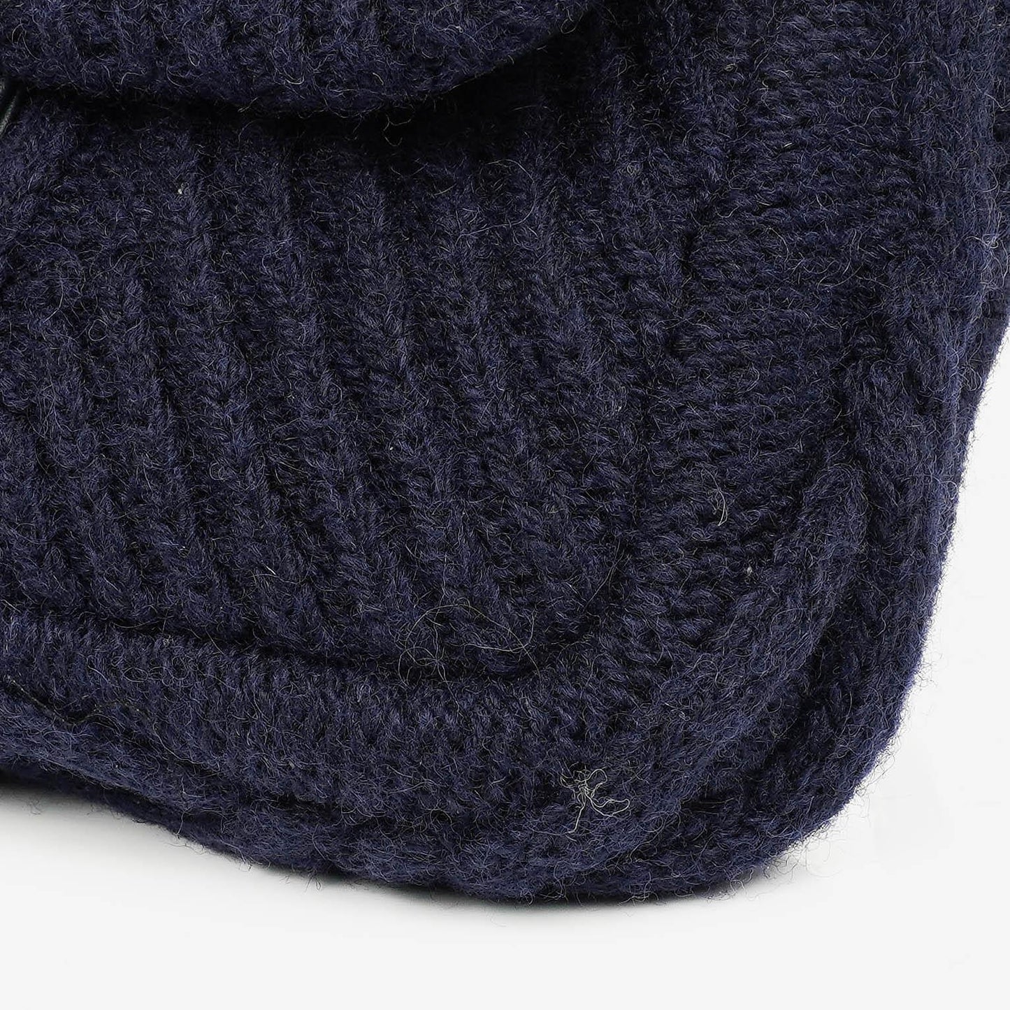 Chanel Small Navy Paris-Hamburg Cable Knit Fabric With Calfskin Flap Bag