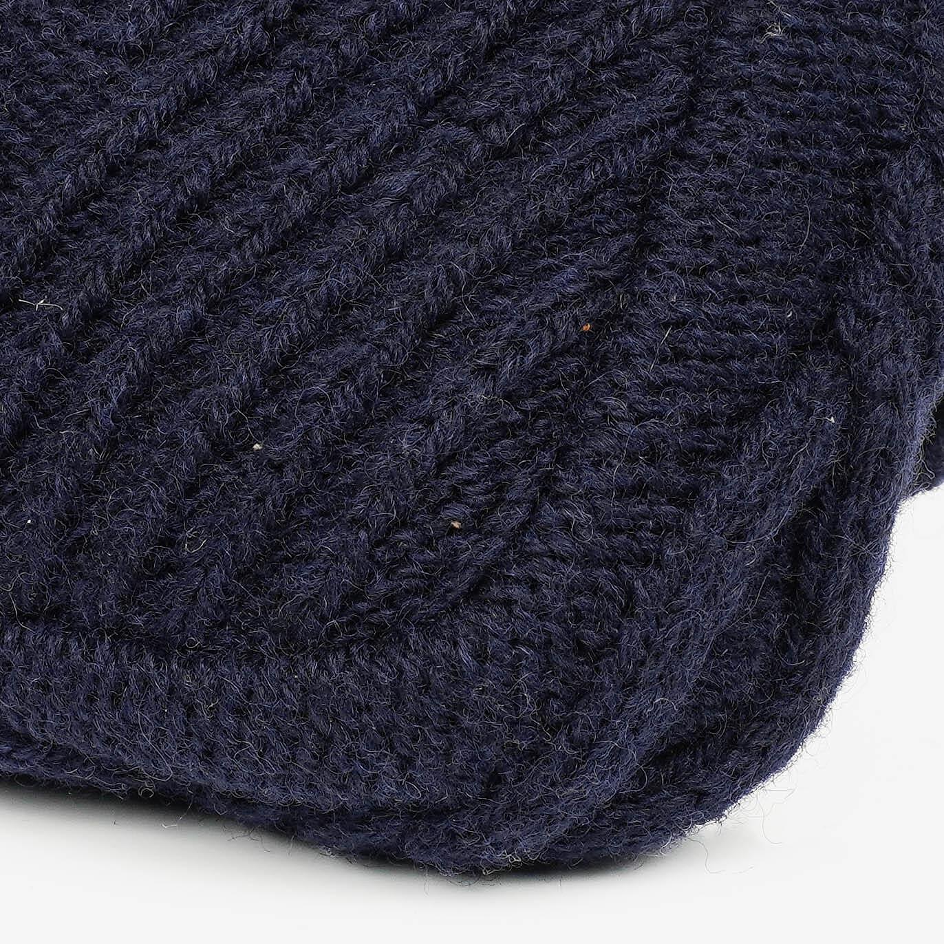 Chanel Small Navy Paris-Hamburg Cable Knit Fabric With Calfskin Flap Bag