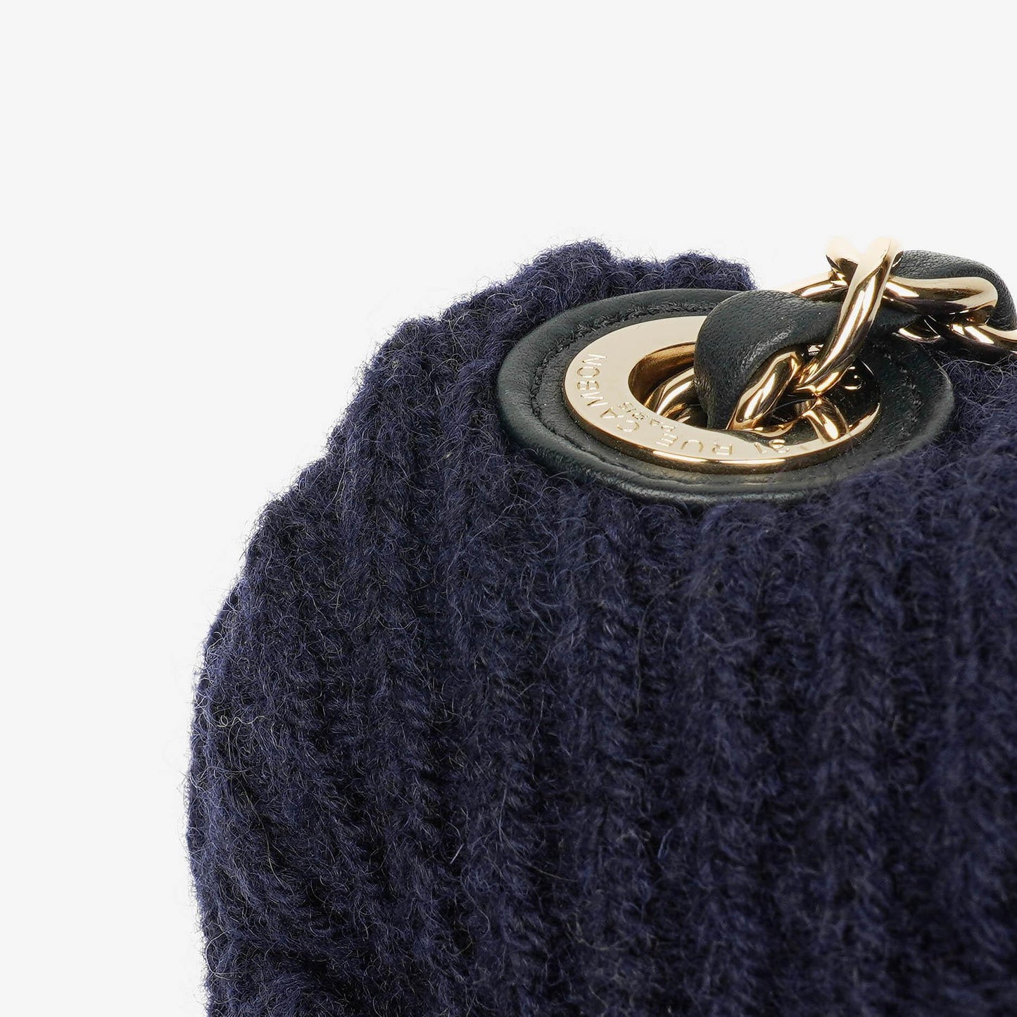 Chanel Small Navy Paris-Hamburg Cable Knit Fabric With Calfskin Flap Bag