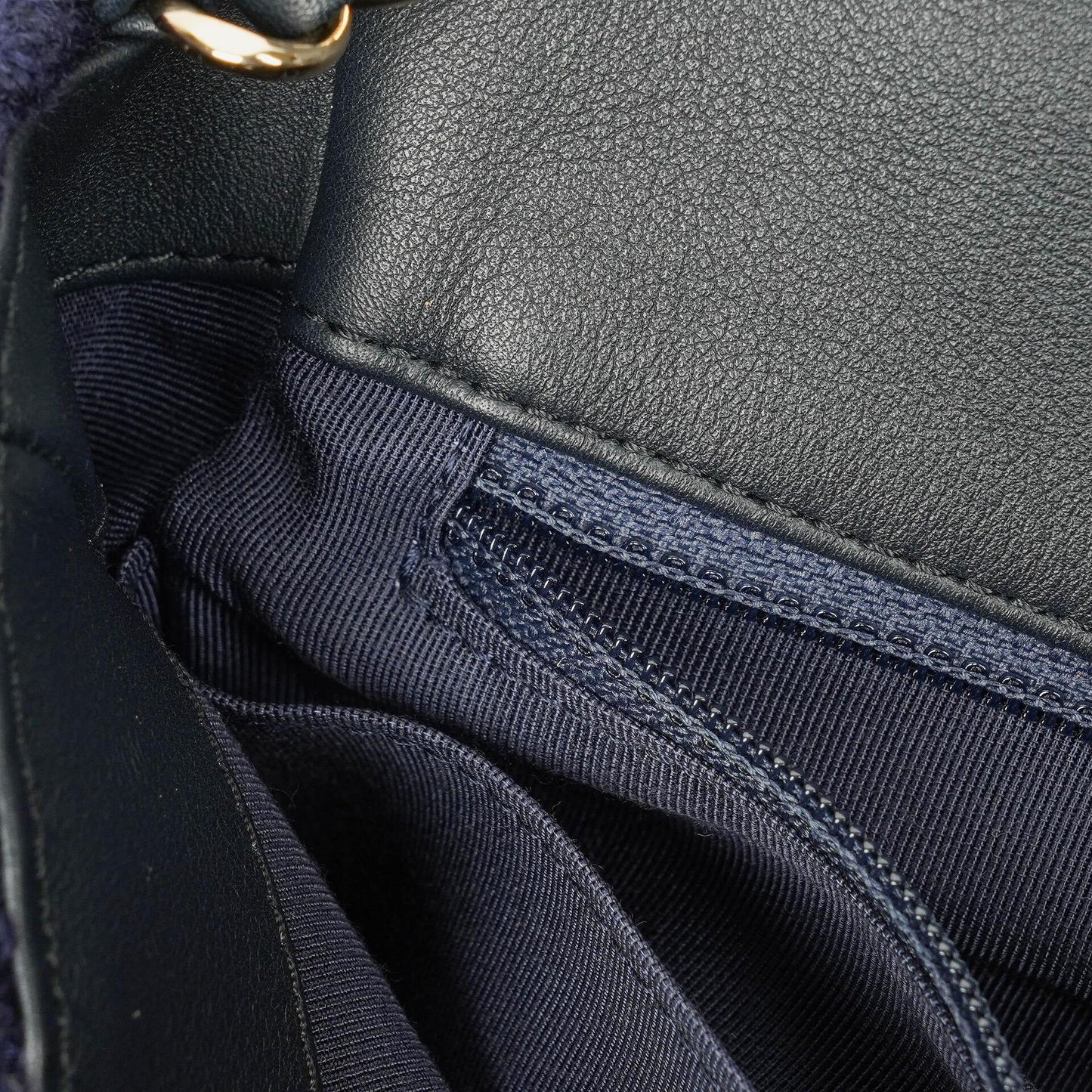 Chanel Small Navy Paris-Hamburg Cable Knit Fabric With Calfskin Flap Bag