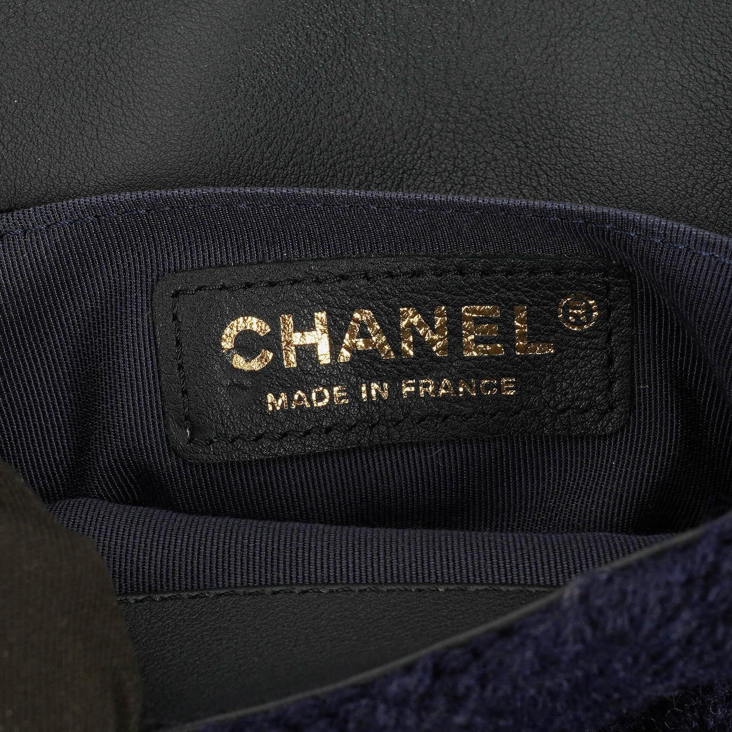Chanel Small Navy Paris-Hamburg Cable Knit Fabric With Calfskin Flap Bag