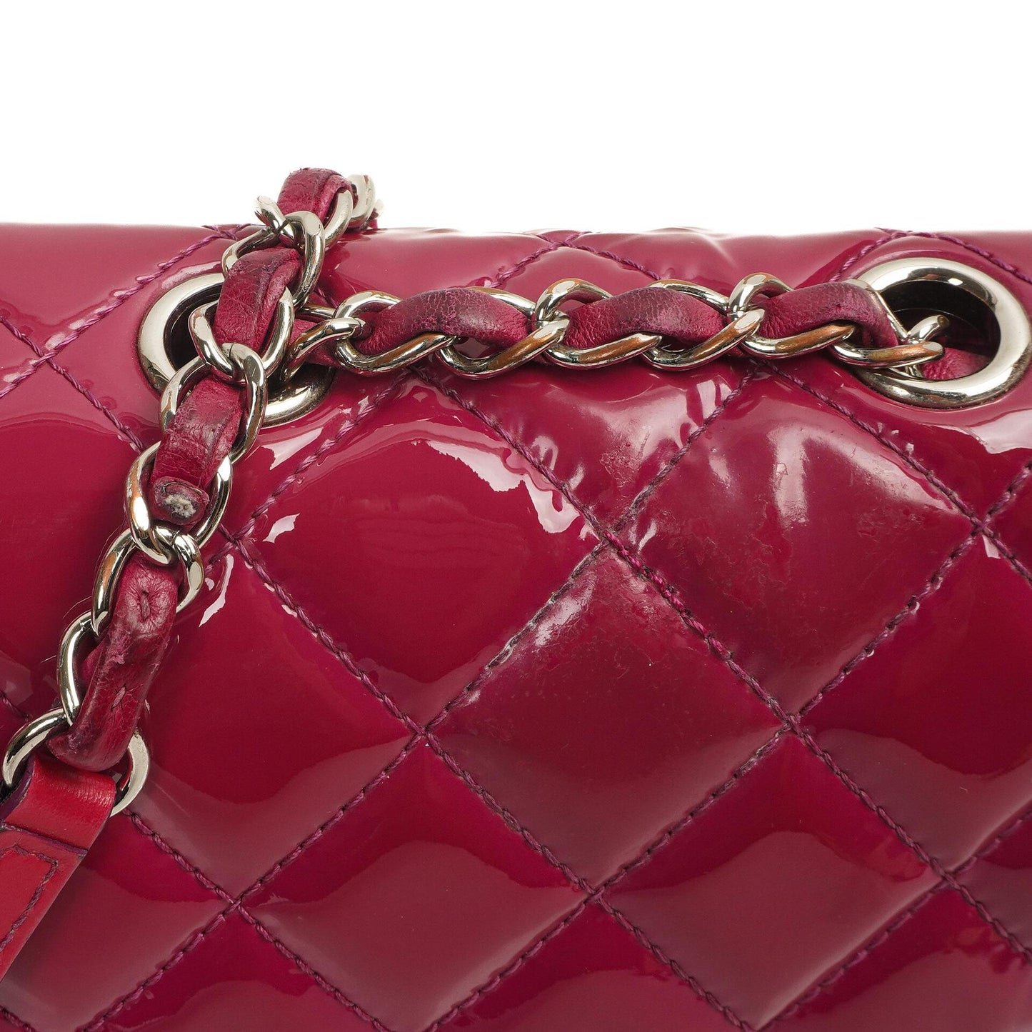 Chanel Small Rock In Rome Single Flap Bag Quilted Patent Leather Silver-Tone Hardware