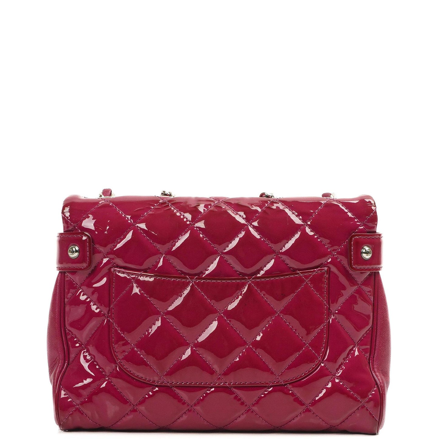 Chanel Small Rock In Rome Single Flap Bag Quilted Patent Leather Silver-Tone Hardware