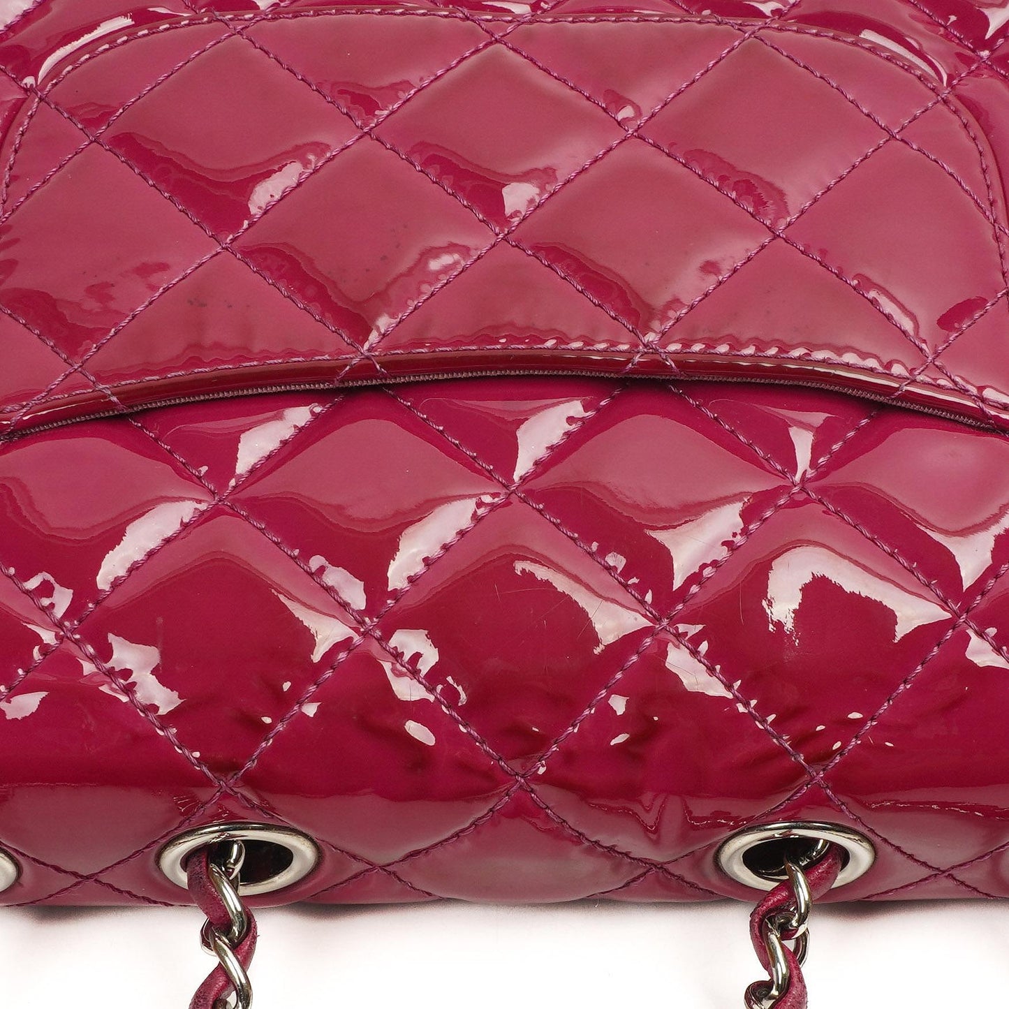 Chanel Small Rock In Rome Single Flap Bag Quilted Patent Leather Silver-Tone Hardware