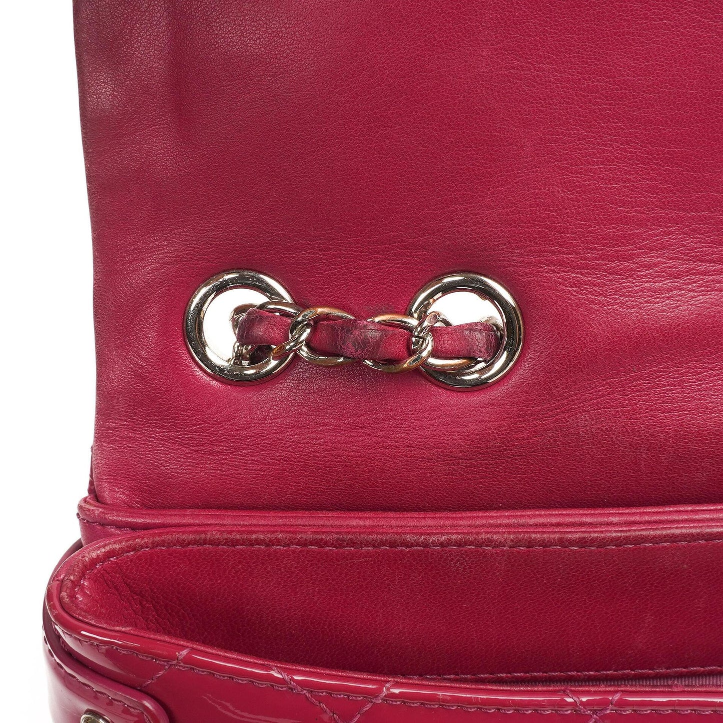 Chanel Small Rock In Rome Single Flap Bag Quilted Patent Leather Silver-Tone Hardware