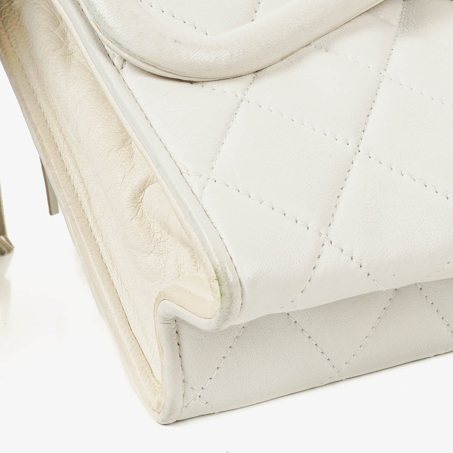 Chanel Small Tassel Flap Bag White Quilted Lambskin Bag