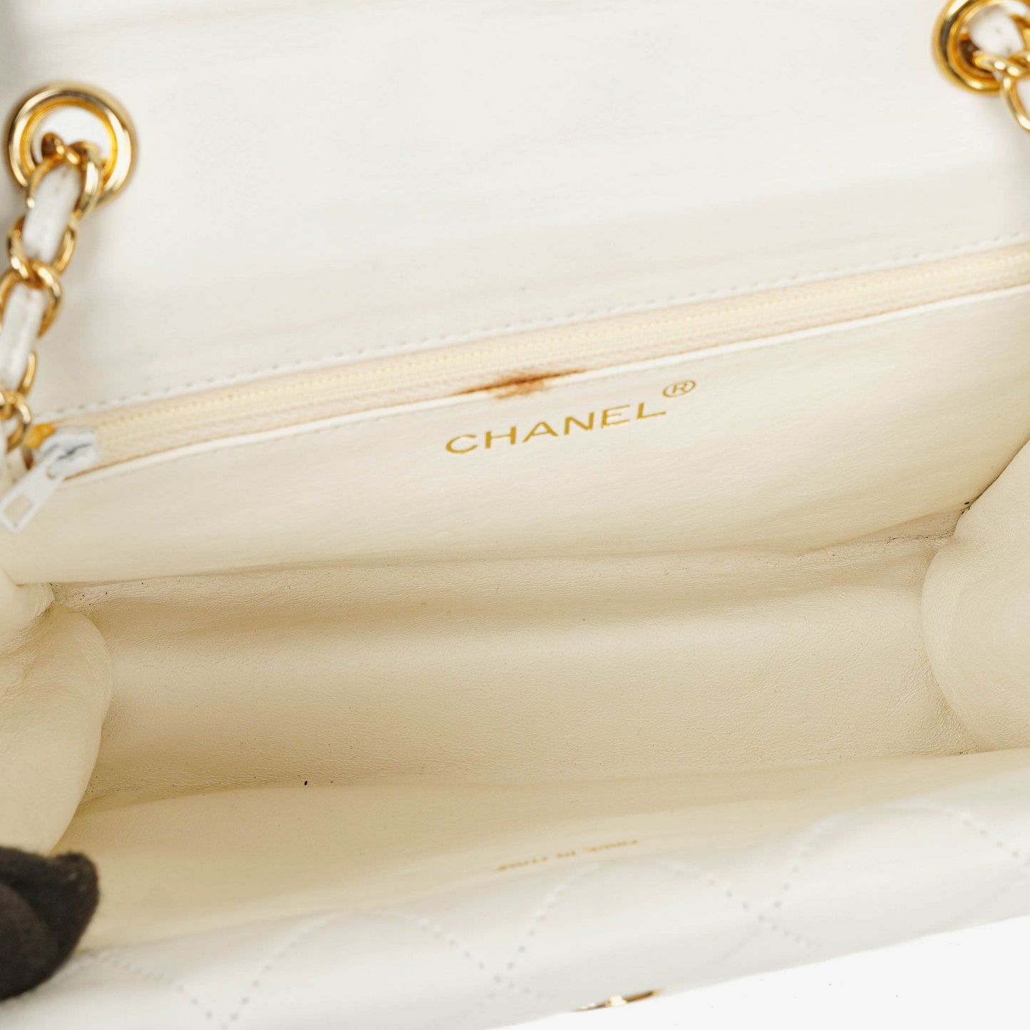 Chanel Small Tassel Flap Bag White Quilted Lambskin Bag