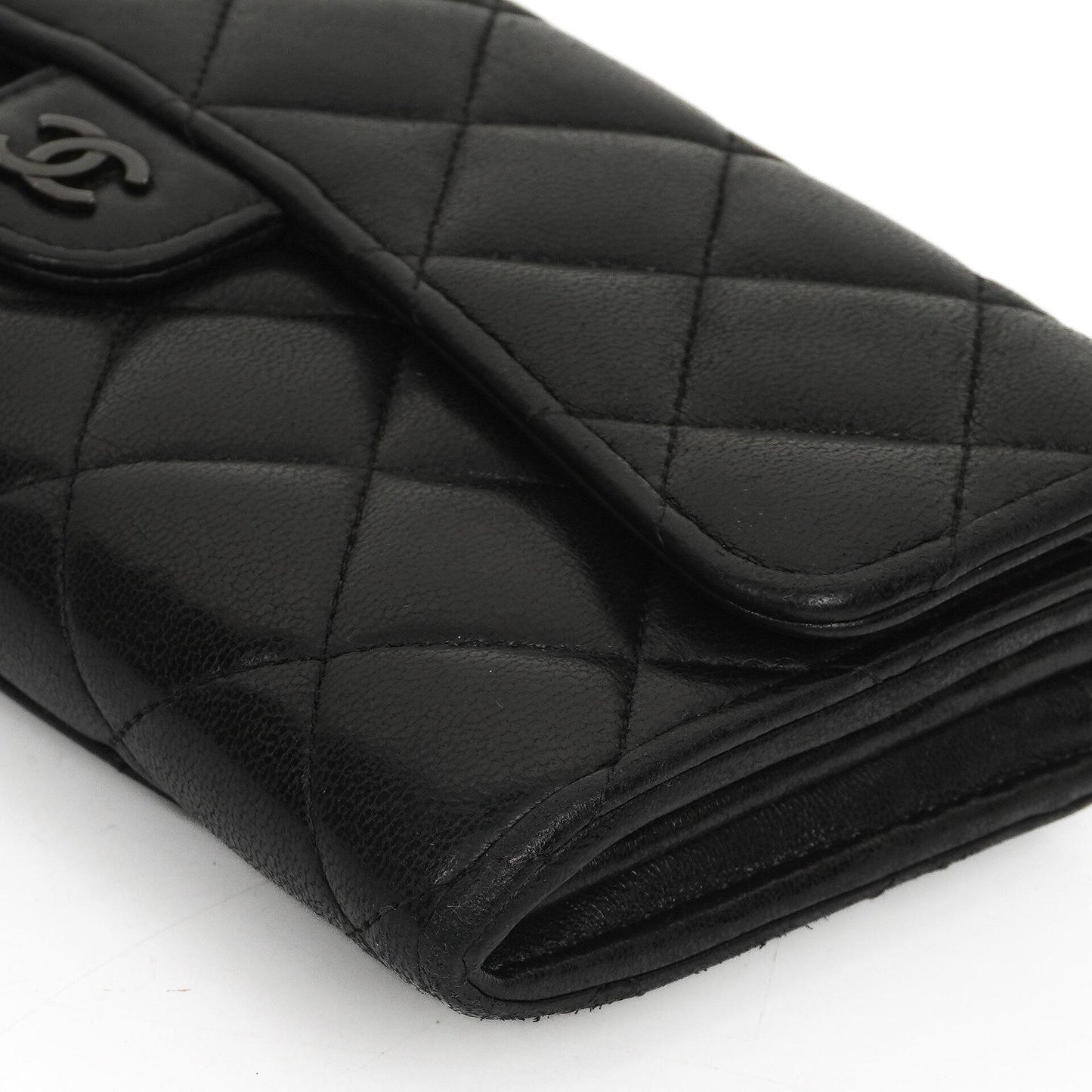 Chanel So Black Large Quilted Lambskin Flap Wallet