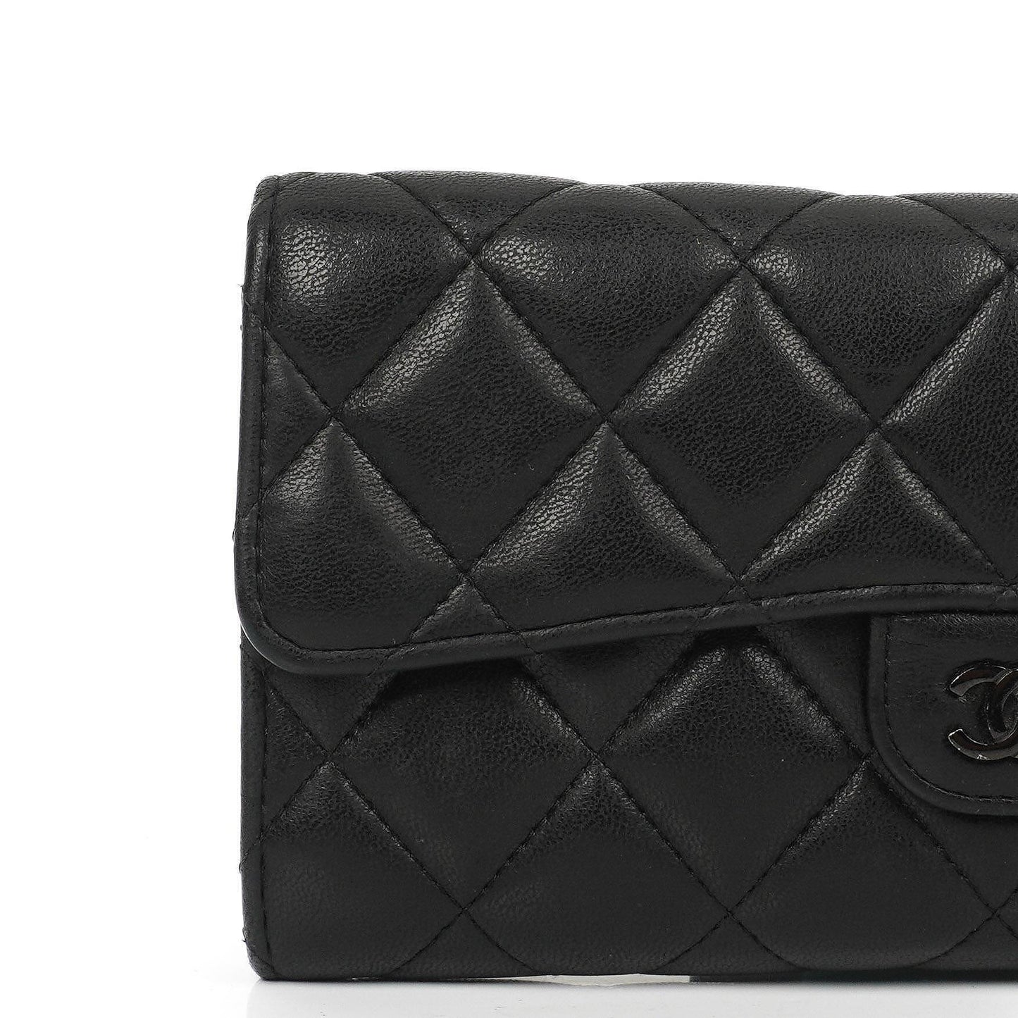 Chanel So Black Large Quilted Lambskin Flap Wallet