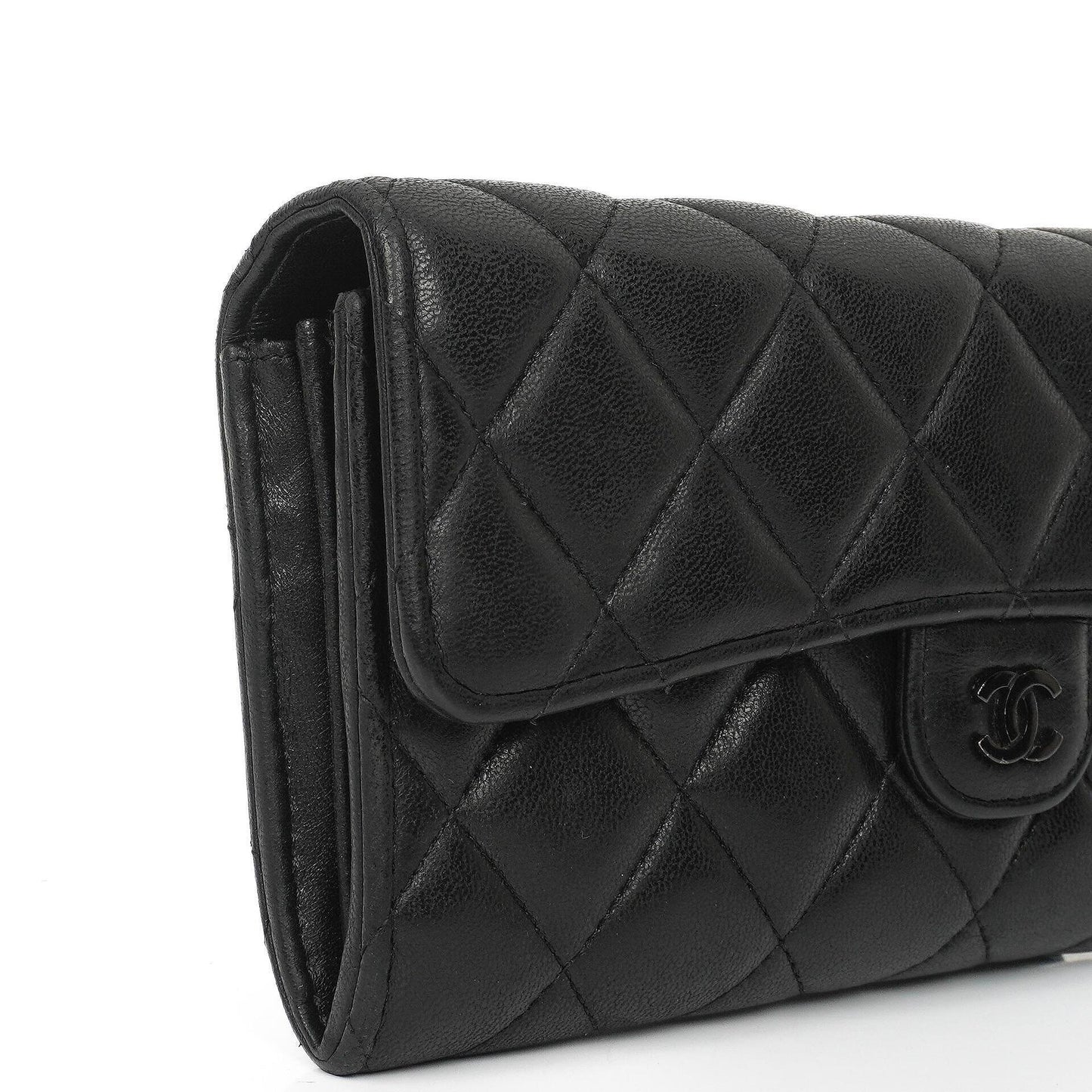 Chanel So Black Large Quilted Lambskin Flap Wallet