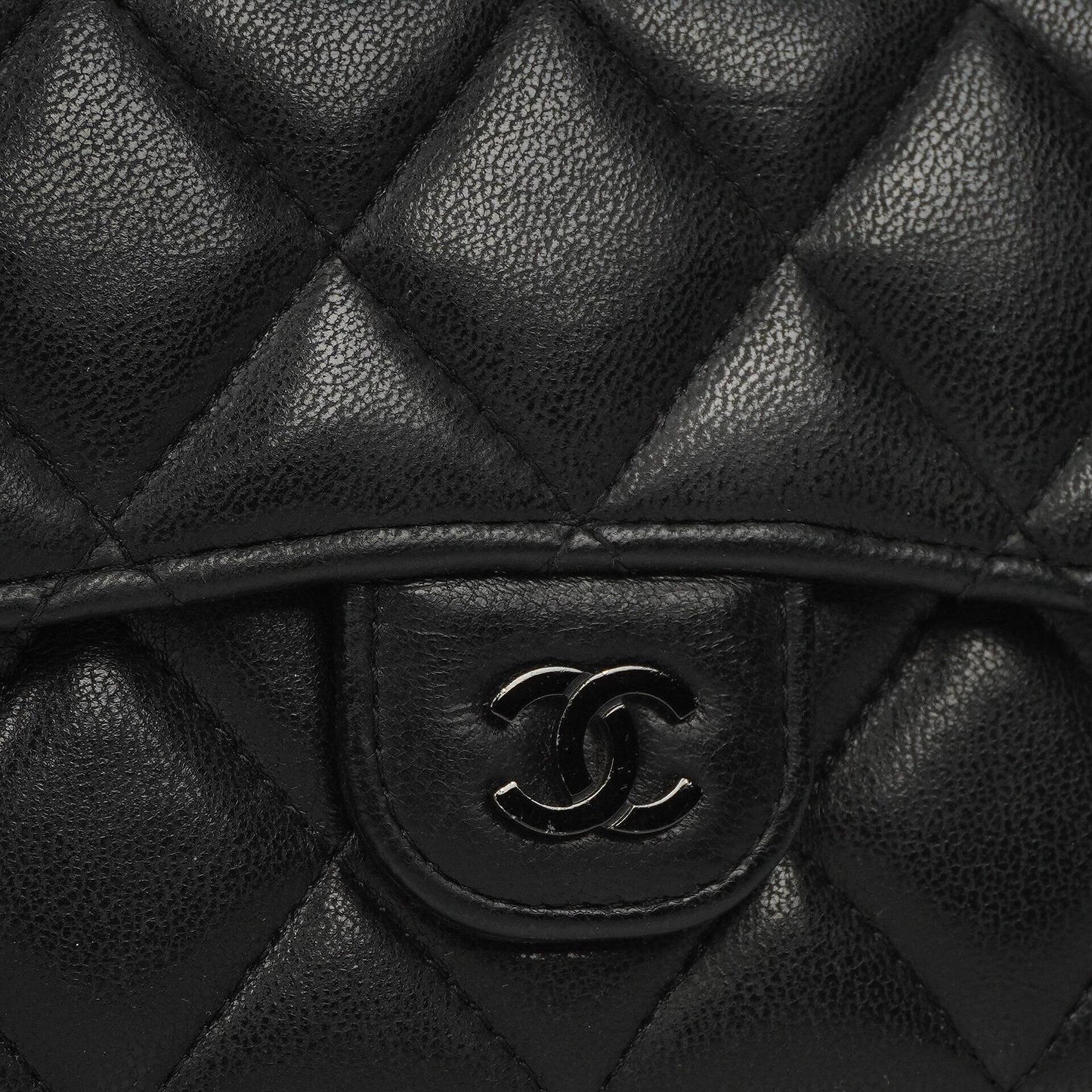 Chanel So Black Large Quilted Lambskin Flap Wallet