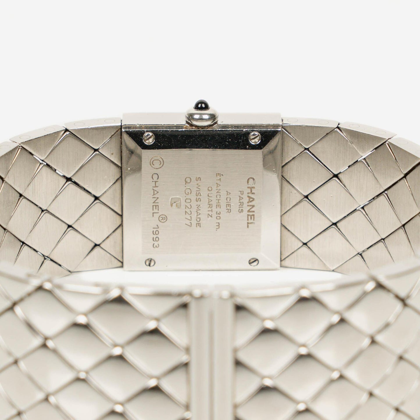 Chanel Stainless Steel 19mm Quilted Matelasse Acier Quartz Watch Black