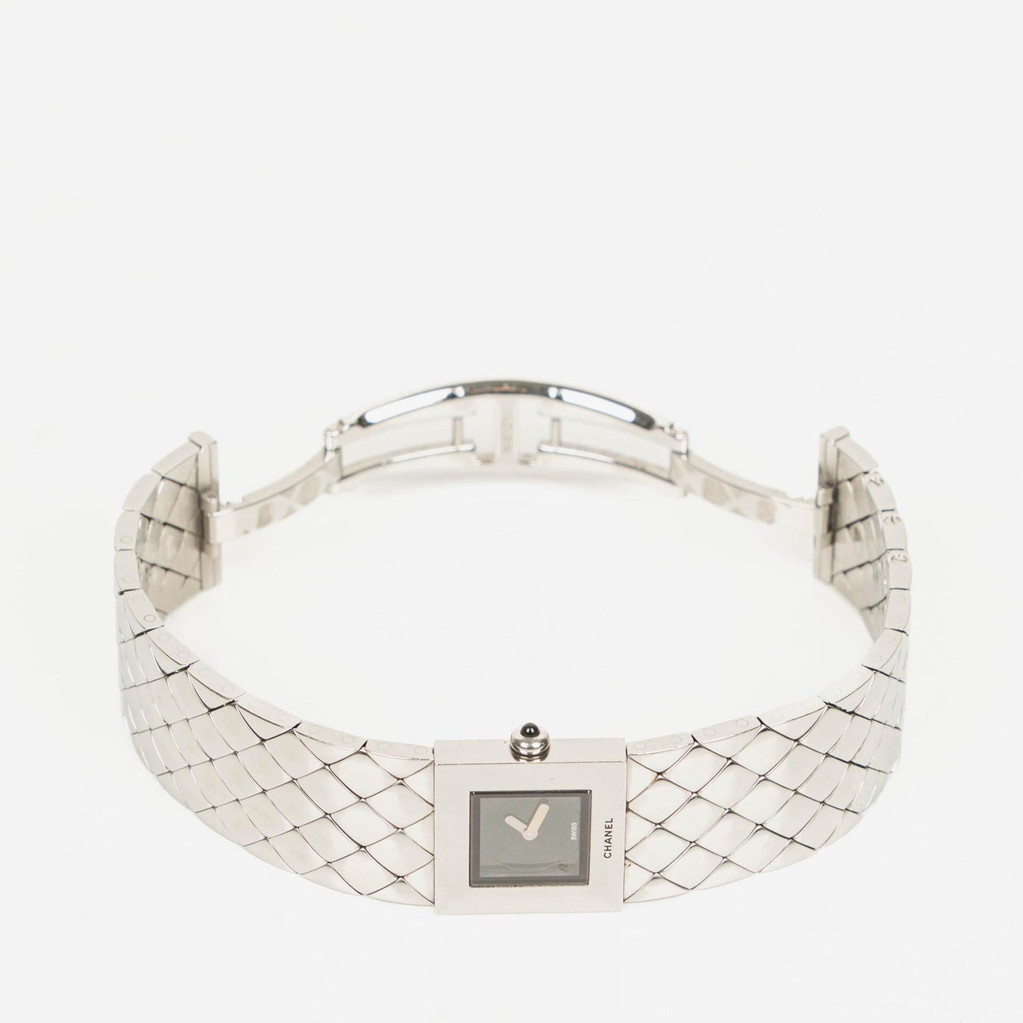 Chanel Stainless Steel 19mm Quilted Matelasse Acier Quartz Watch Black