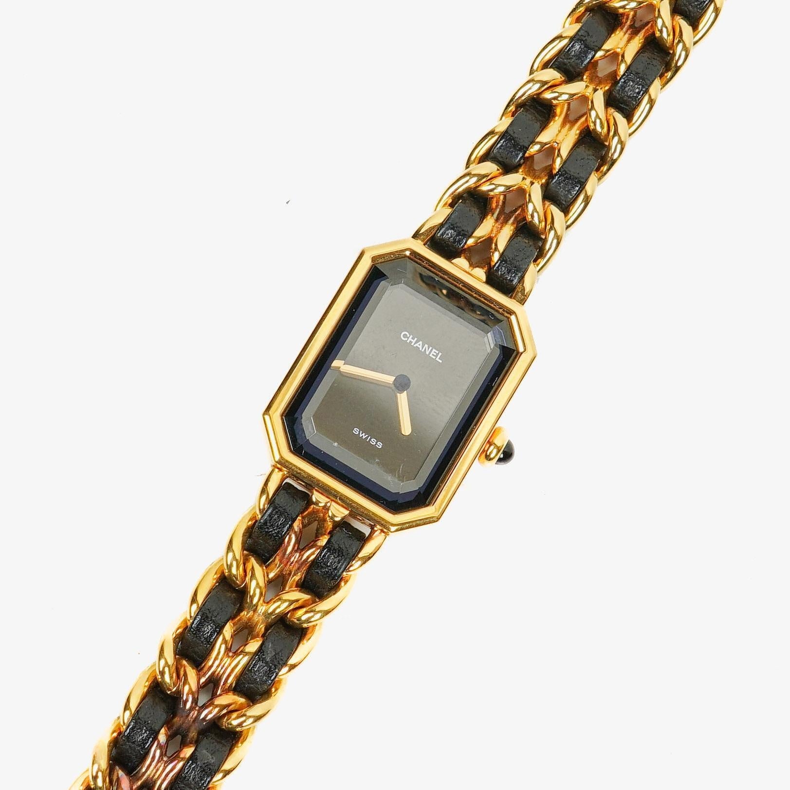 Chanel Stainless Steel Lambskin 20mm Chain Premiere Quartz Watch Gold L