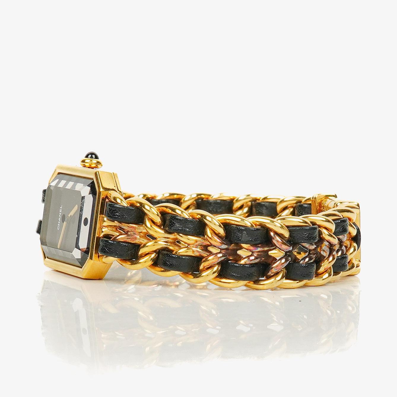 Chanel Stainless Steel Lambskin 20mm Chain Premiere Quartz Watch Gold L